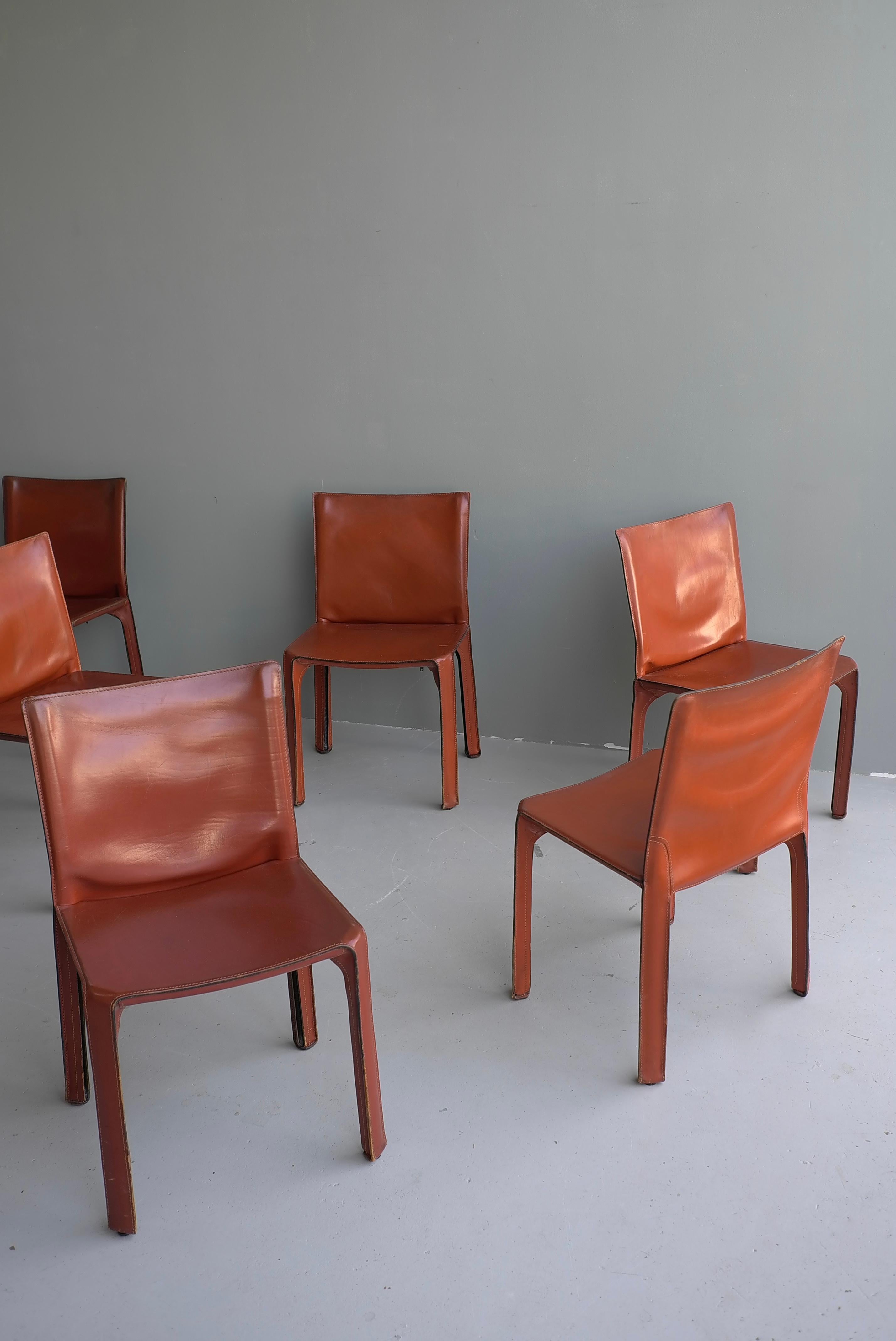 11x Leather 412 Cab Chairs by Mario Bellini for Cassina, Italy 2