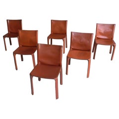 Vintage 11x Leather 412 Cab Chairs by Mario Bellini for Cassina, Italy