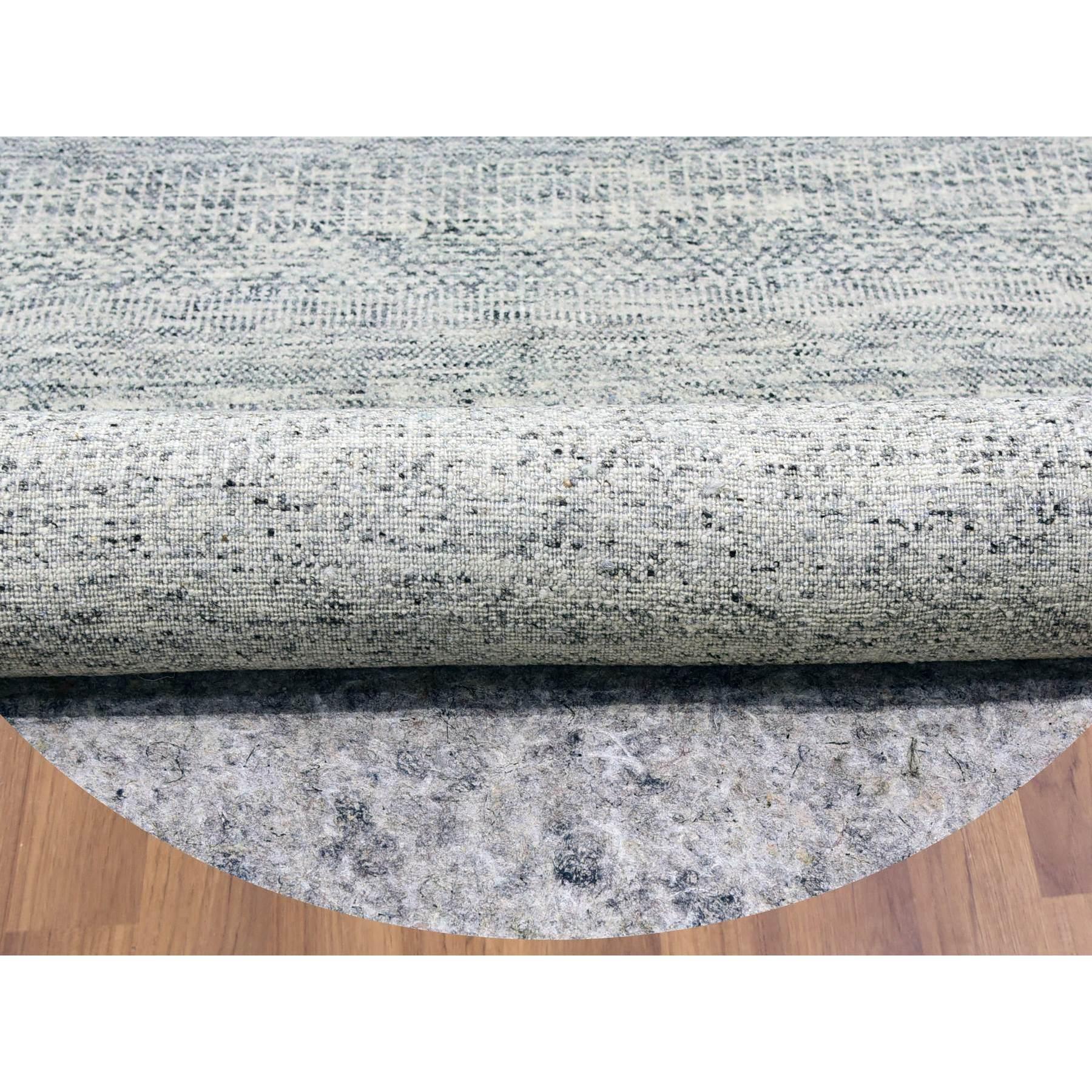 Indien Tapis rond 11'x11' gris clair non teint en laine naturelle Grass Design noué à la main en vente