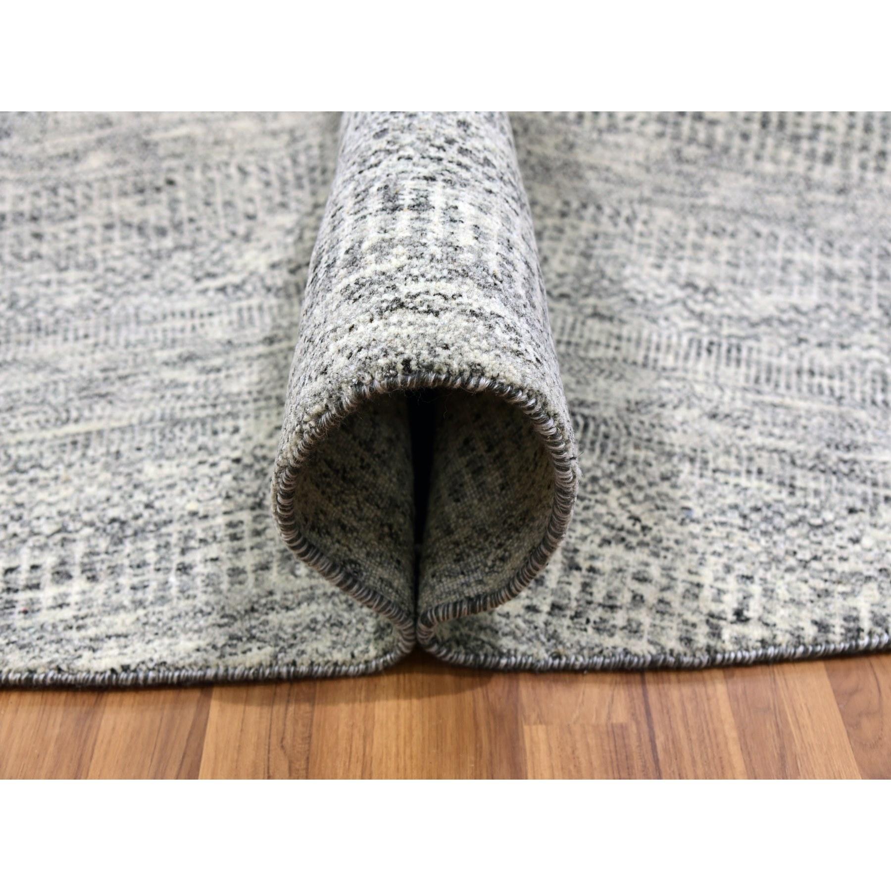 Noué à la main Tapis rond 11'x11' gris clair non teint en laine naturelle Grass Design noué à la main en vente