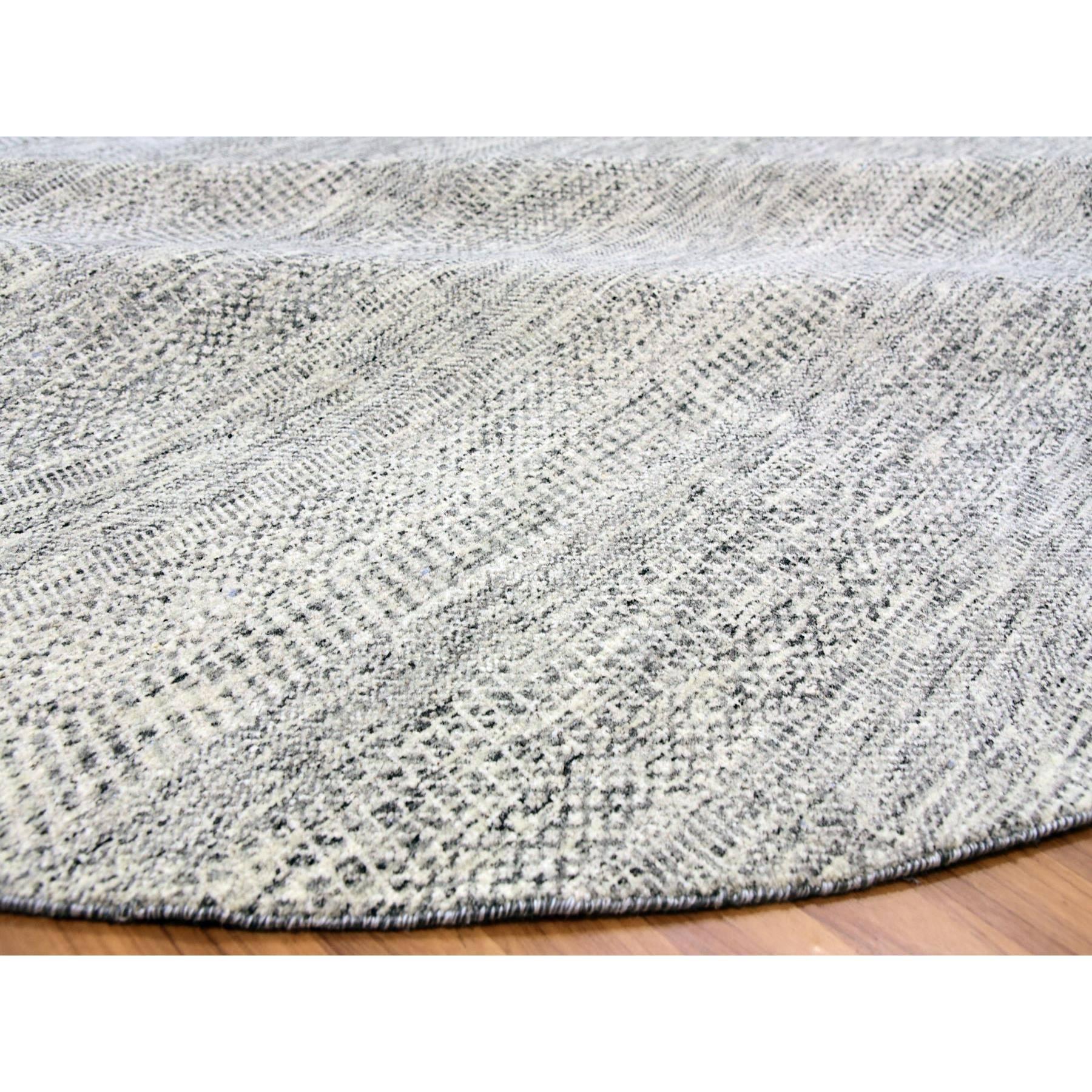Tapis rond 11'x11' gris clair non teint en laine naturelle Grass Design noué à la main Neuf - En vente à Carlstadt, NJ