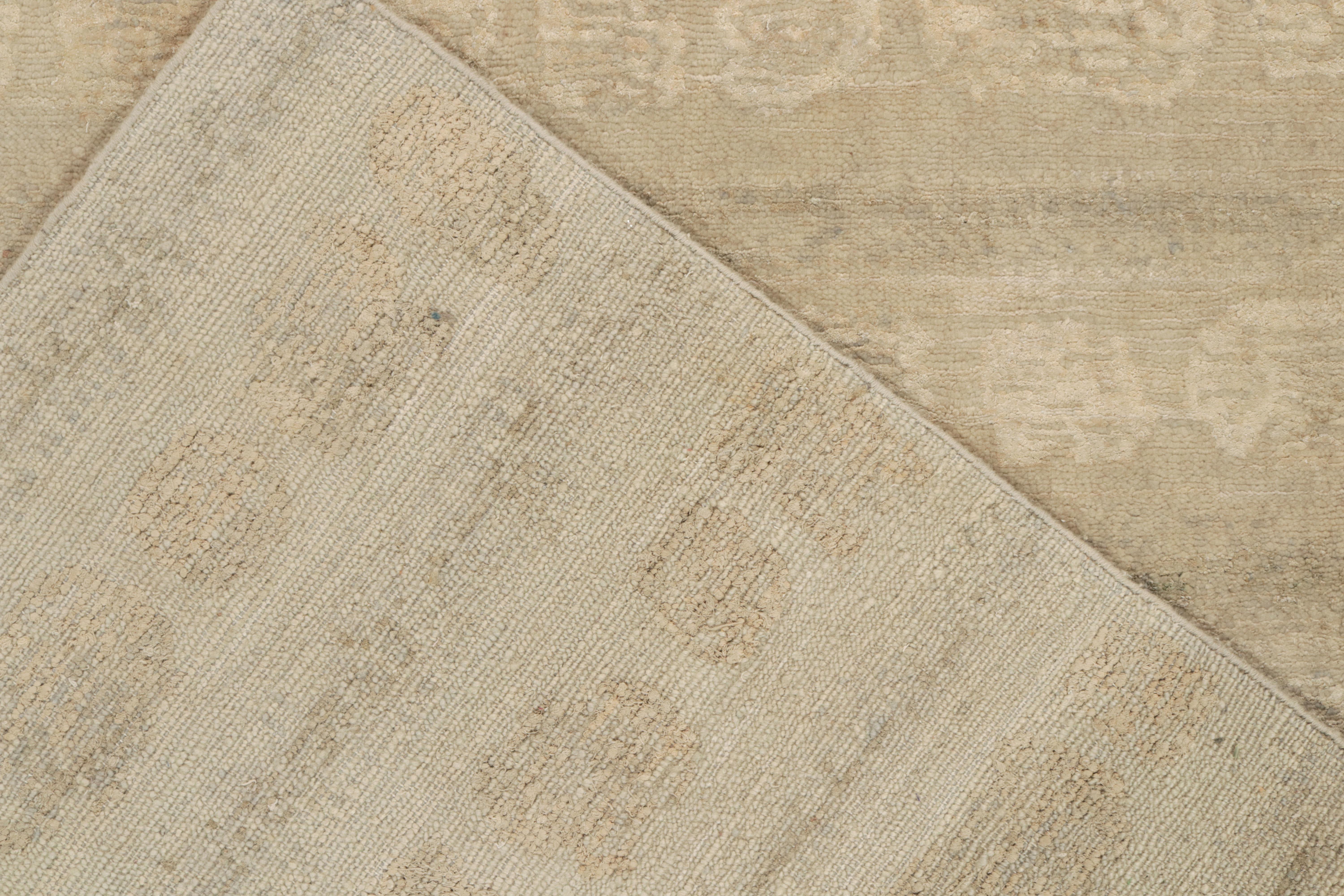 Rug & Kilim's Contemporary Rug in Beige & Grey Muted Stripes In Distressed Condition For Sale In Long Island City, NY