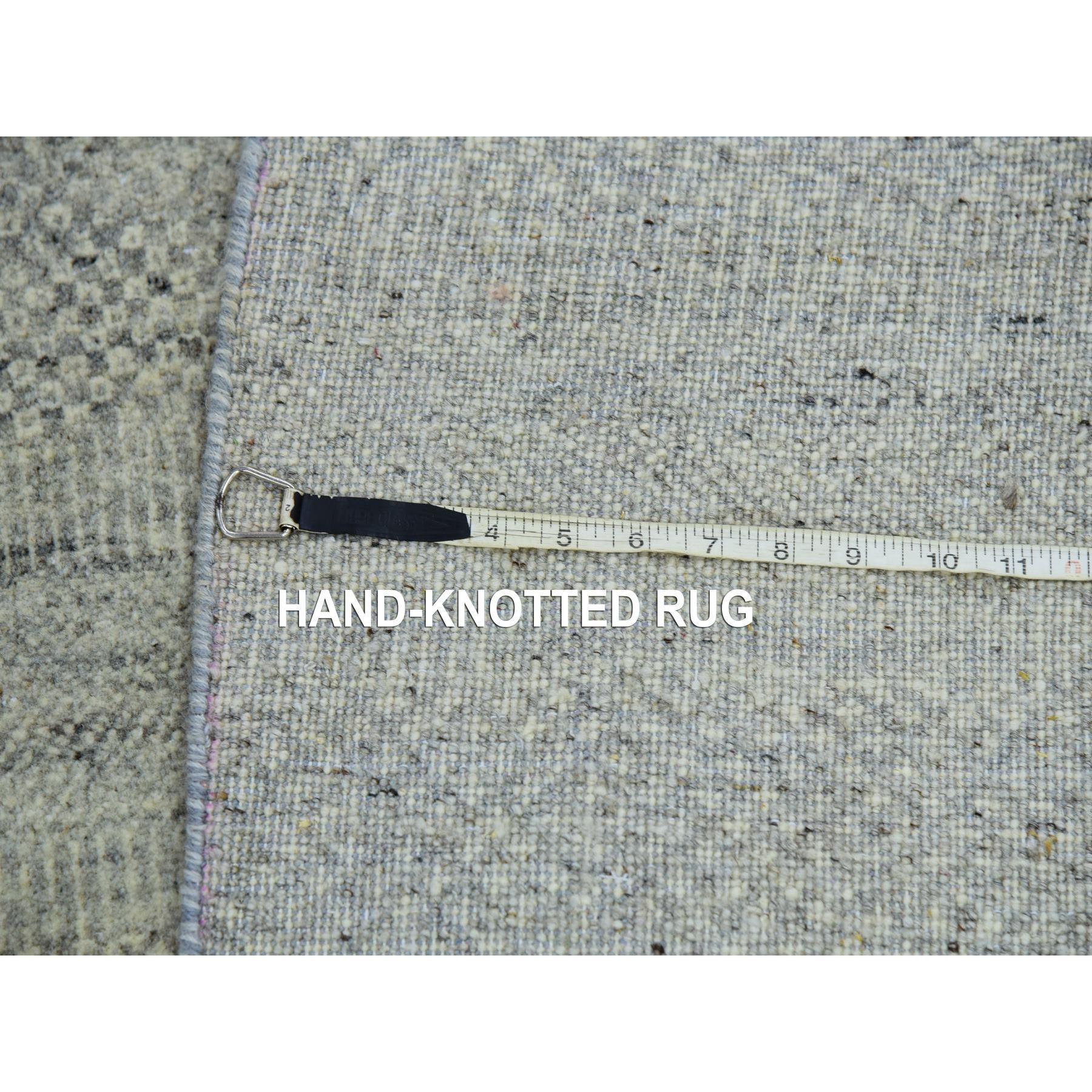 11'x11' Rustic Gray Grass Design Hand geknüpft undyed Wolle Runde Orientteppich im Angebot 4