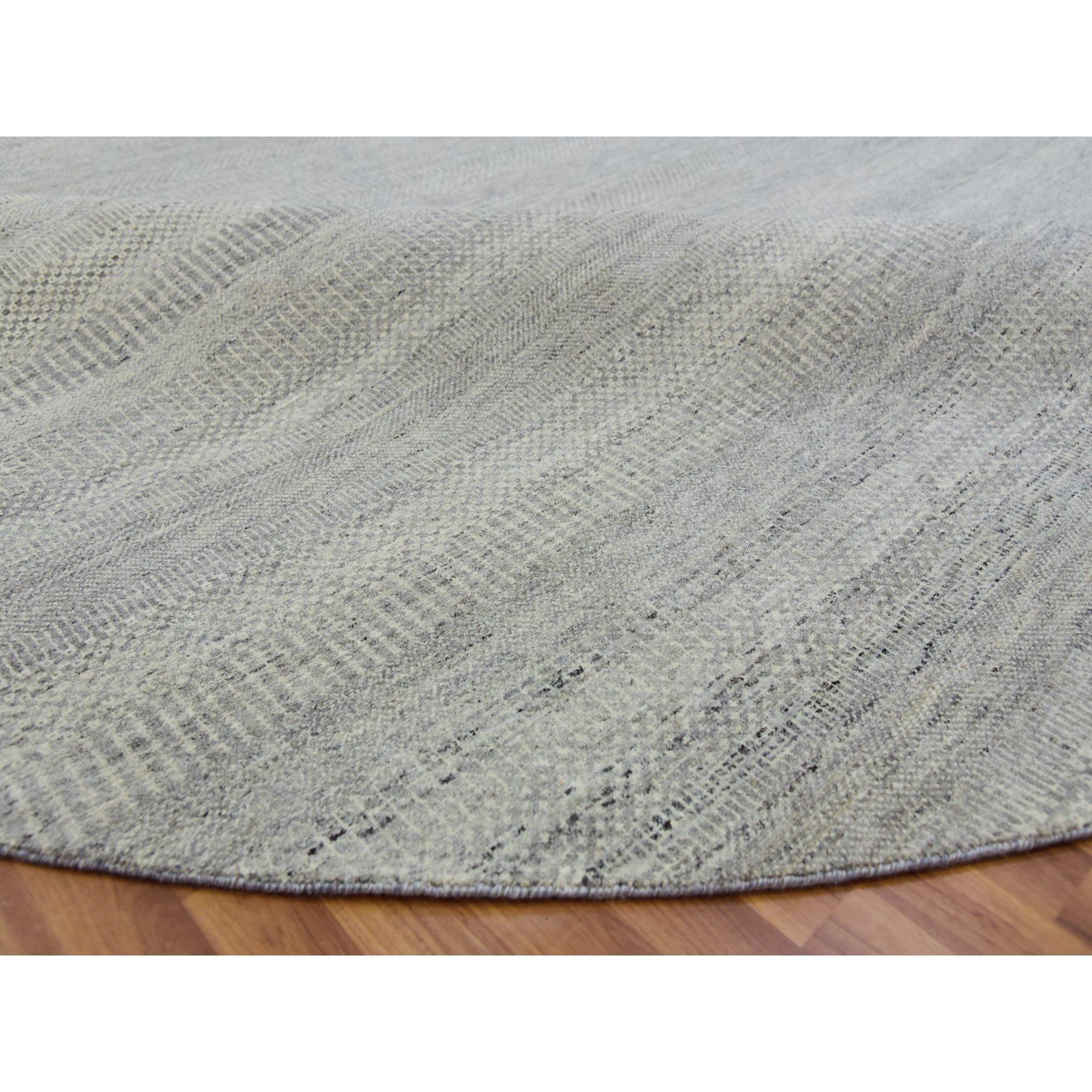 11'x11' Rustic Gray Grass Design Hand geknüpft undyed Wolle Runde Orientteppich im Zustand „Neu“ im Angebot in Carlstadt, NJ