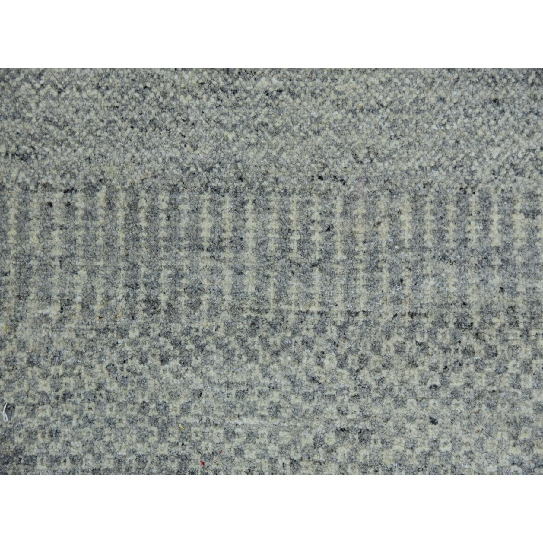 11'x11' Rustic Gray Grass Design Hand geknüpft undyed Wolle Runde Orientteppich im Angebot 1