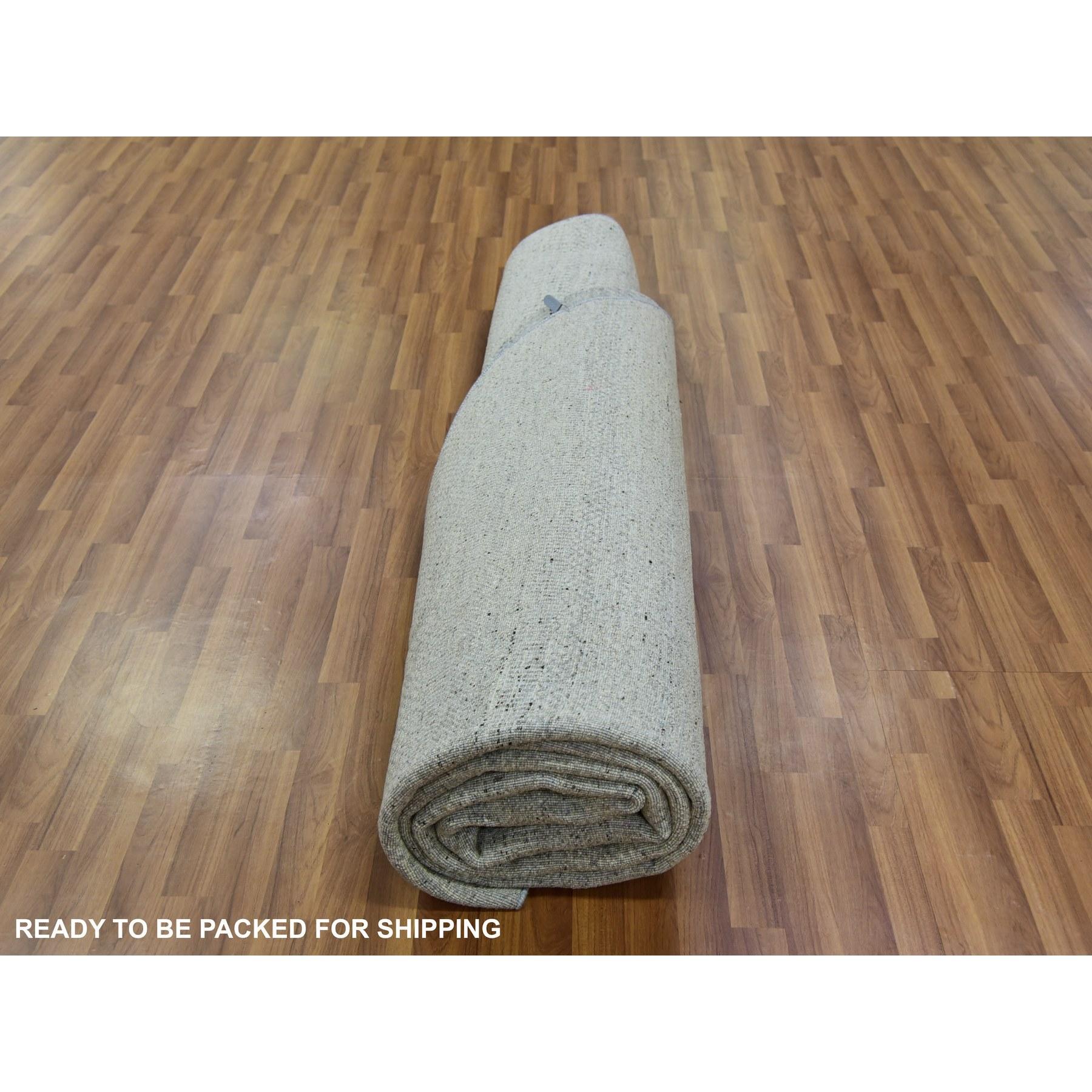 11'x11' Rustic Gray Grass Design Hand geknüpft undyed Wolle Runde Orientteppich im Angebot 2