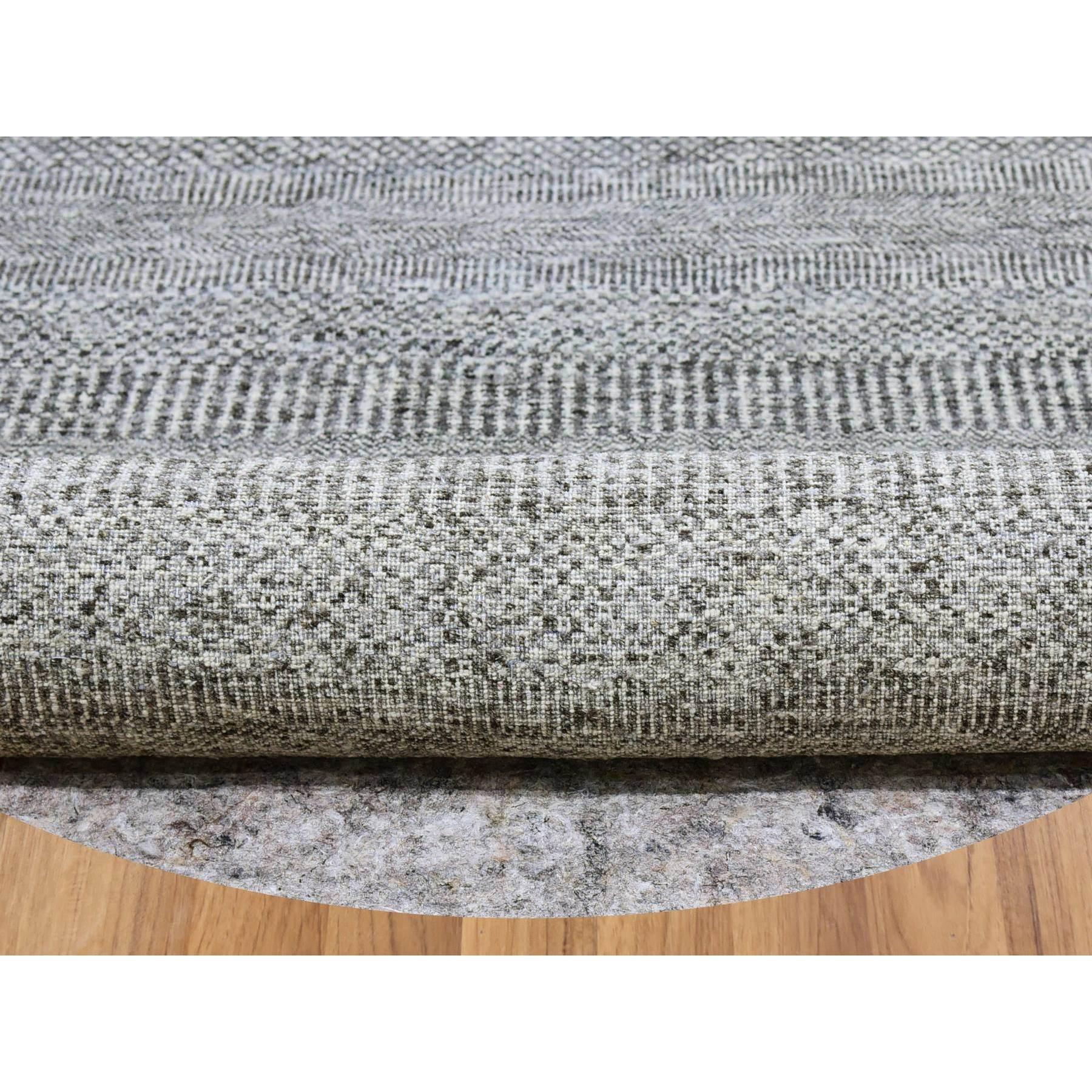 Indiano 11'x11' Storm Gray Grass Design Tappeto rotondo in lana organica non colorata annodata a mano in vendita