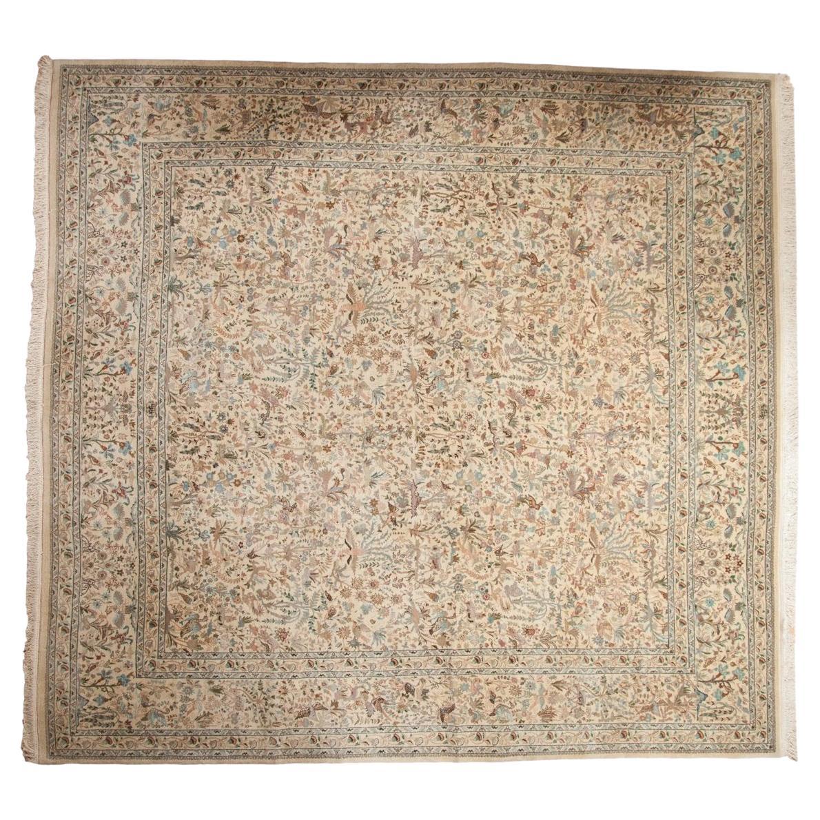 Vintage Tabriz Square Carpet For Sale
