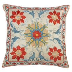 11"x12" All Silk Cushion Cover. Embroidered Accent Pillow. Handmade Throw Pillow