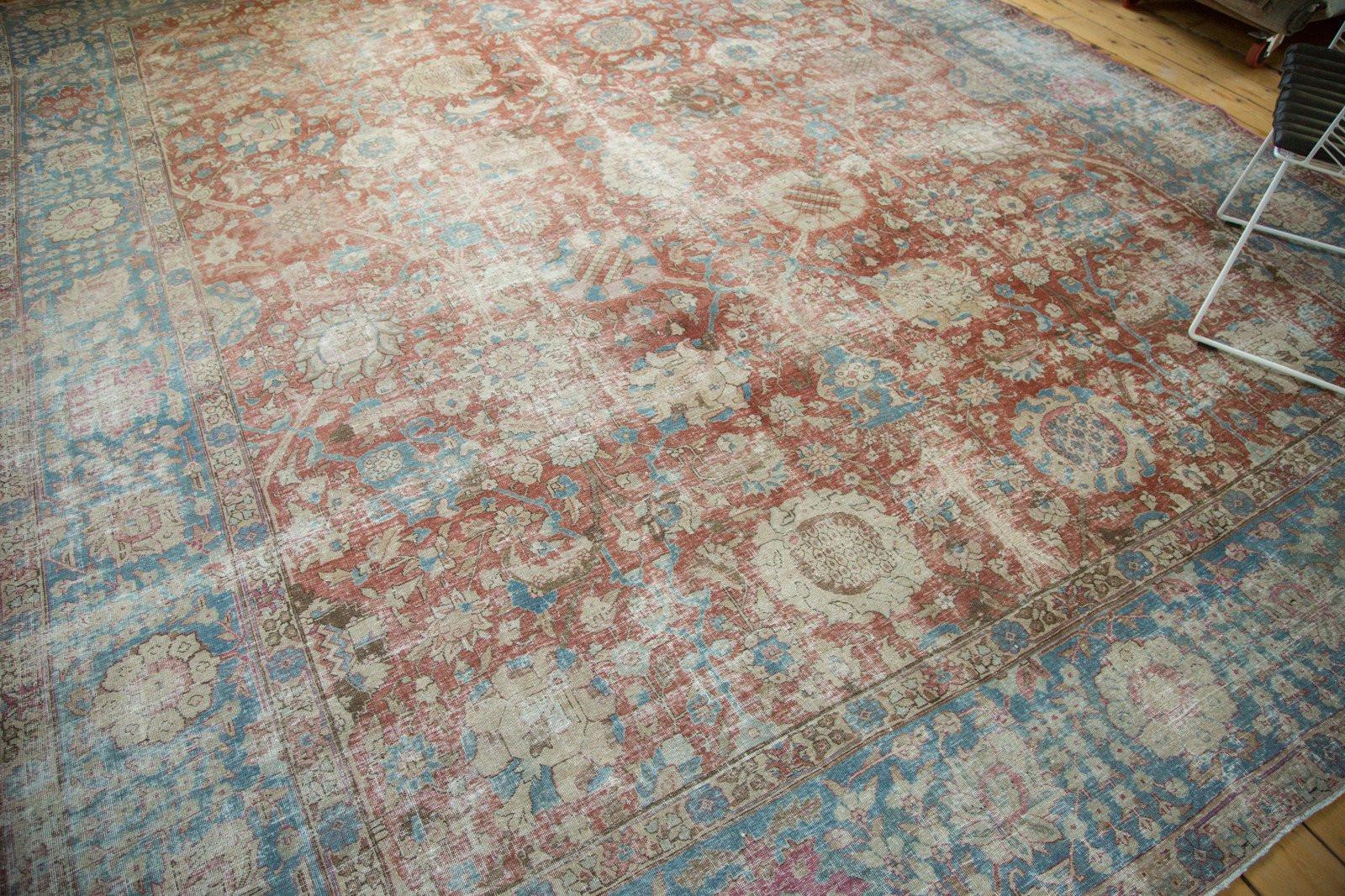 Vintage Distressed Tabriz Carpet For Sale 1