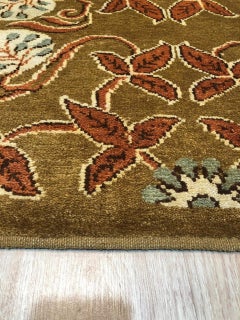 11x15 Brown Hand-Knotted Wool Floral Trellis Motif European Modern Carpet Rug