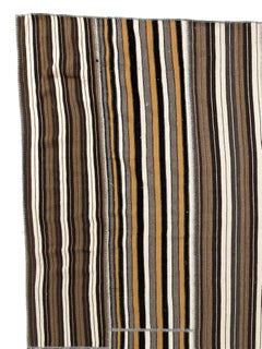 11x15 Ft Vintage Turkish Striped Kilim Rug, Handwoven Patchwork FlatWeave Carpet
