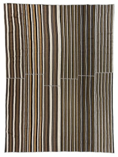 11x15 Ft Vintage Turkish Striped Kilim Rug, Handwoven Patchwork FlatWeave Carpet
