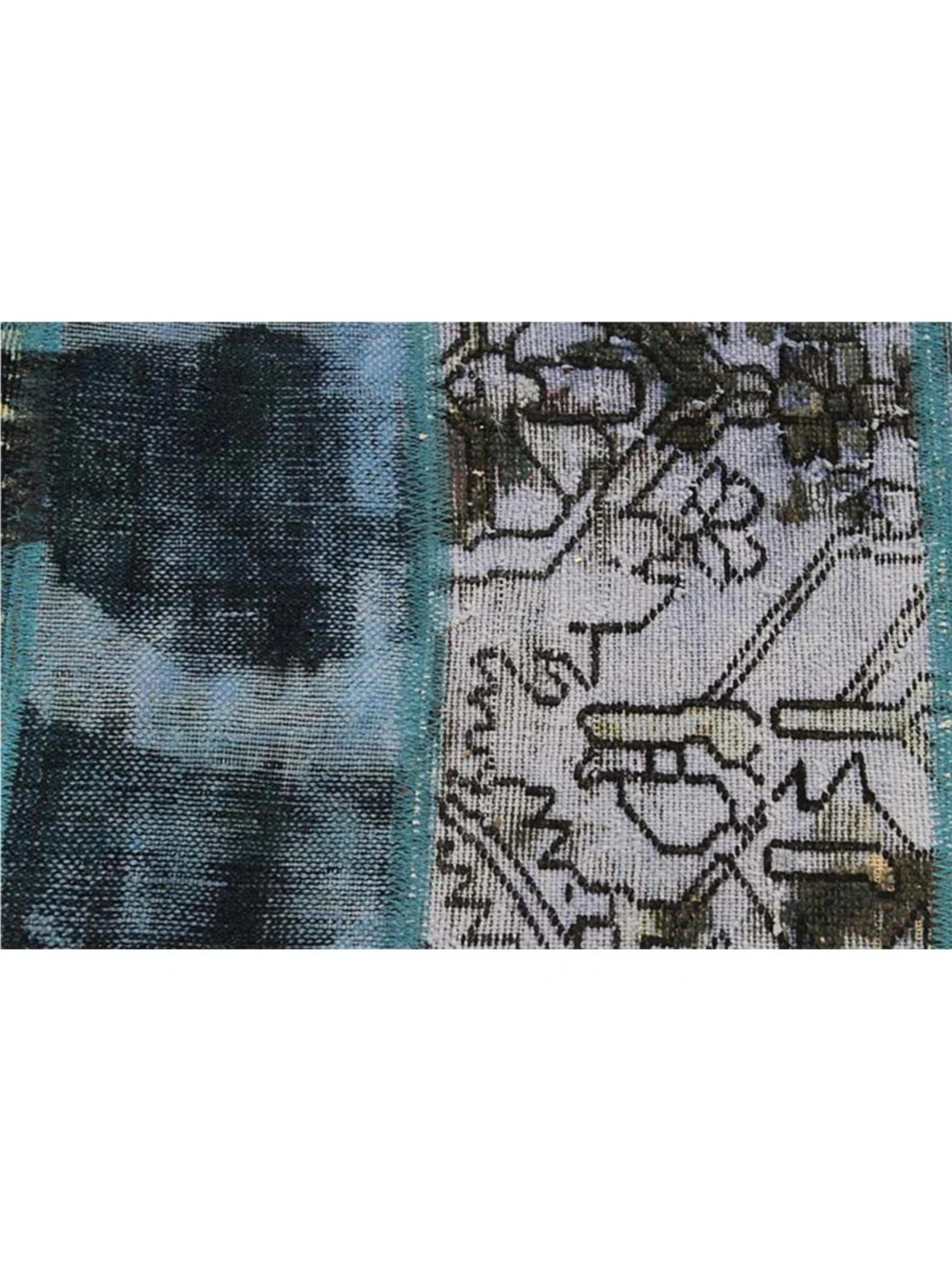 Wool 11x15 Hand-Knotted Vintage Distressed Patchwork Area Rug For Sale