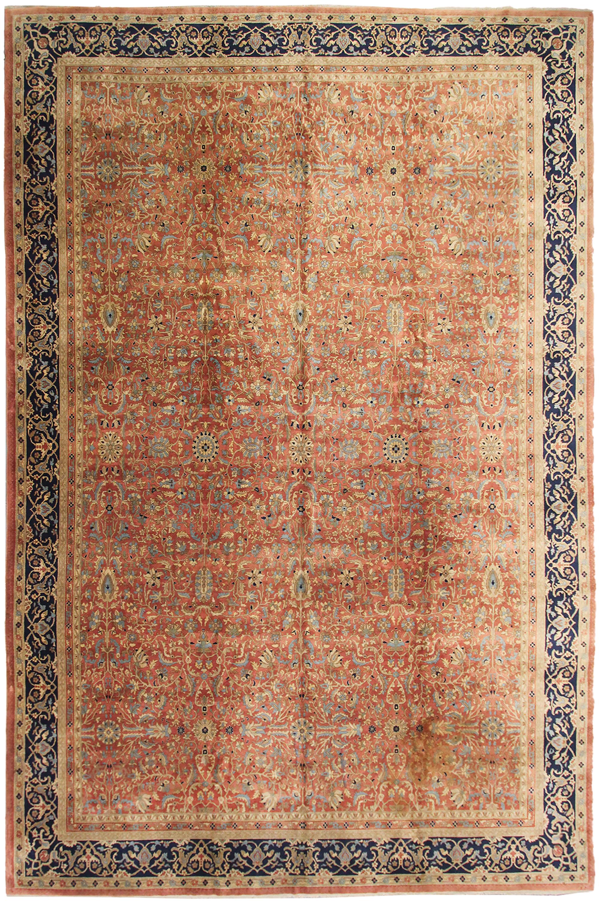 This antique Turkish Oushak Sivas rug features an elegant allover floral pattern with refined detailing and a beautifully aged palette. Its fine weave and harmonious composition reflect the quality craftsmanship of early 20th-century weaving.