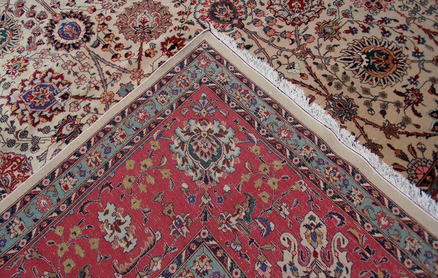 Hand-Knotted 11x16 Tabriz Rug Large Persian Rug Oversized Persian Rug Beige 55 Raj Signed For Sale