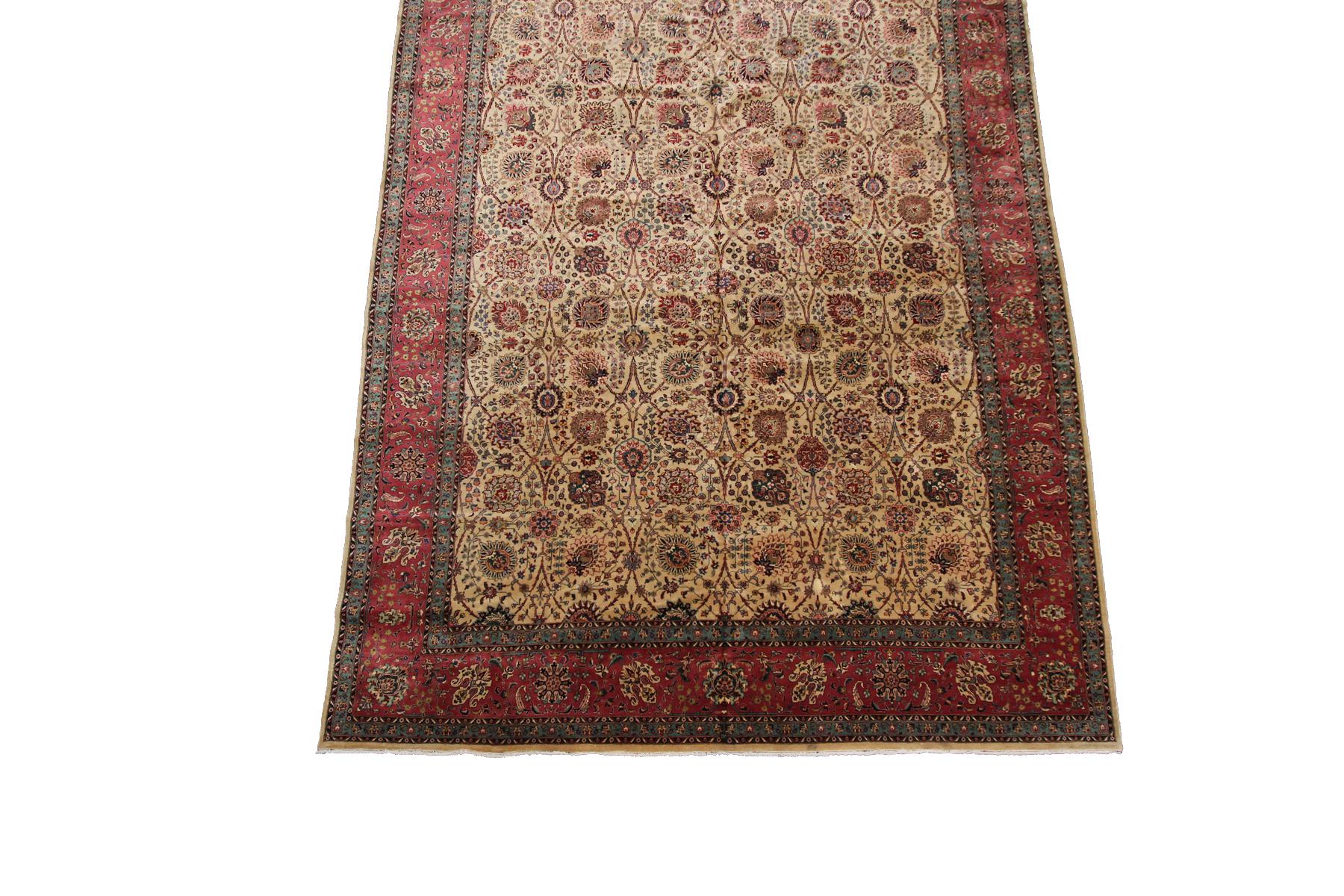 11x16 großer persischer Täbris-Teppich in Übergröße, Persischer Teppich in Beige, 55 Raj signiert im Angebot 2