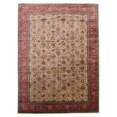 11x16 großer persischer Täbris-Teppich in Übergröße, Persischer Teppich in Beige, 55 Raj signiert