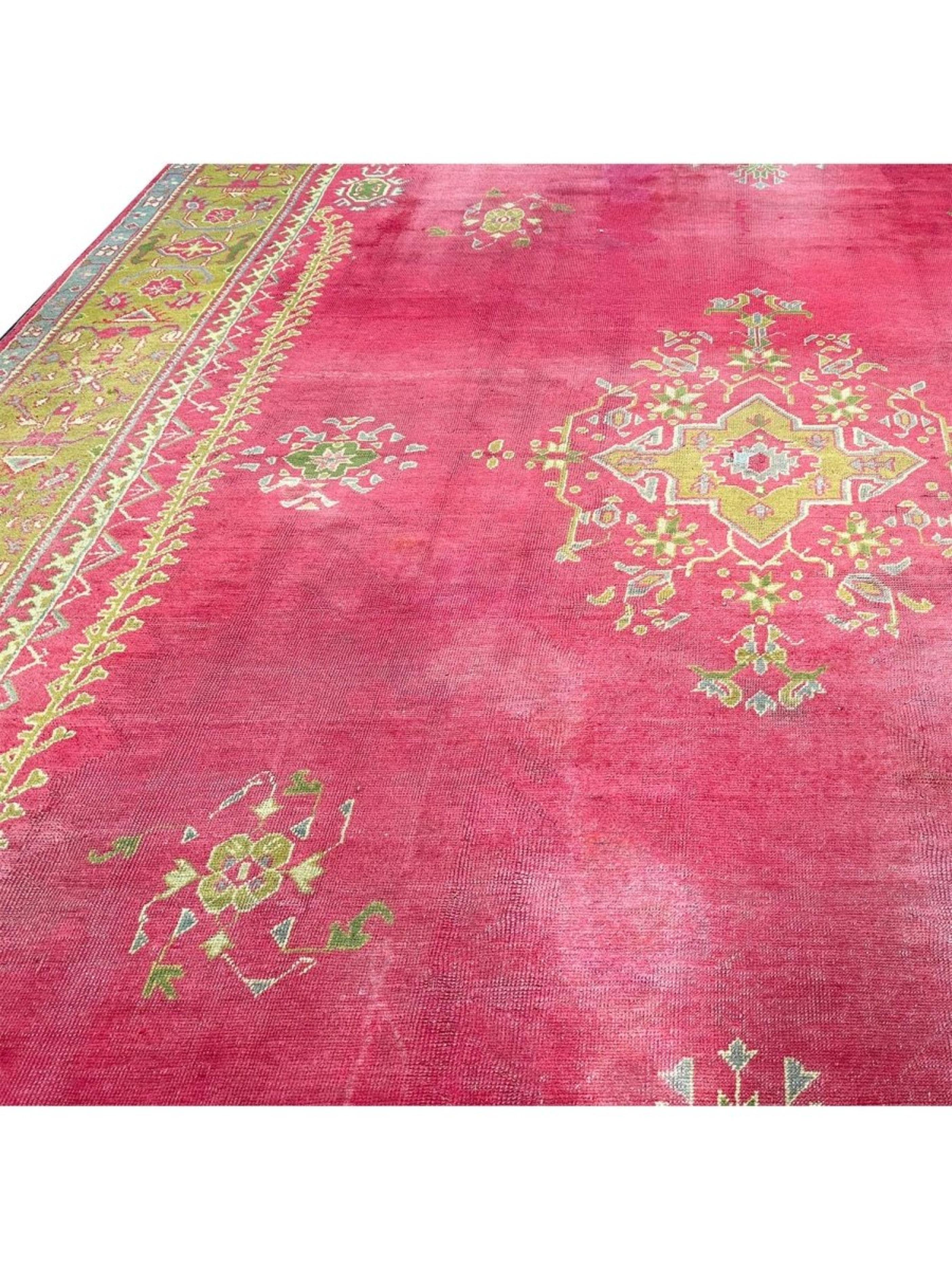 11x17 Handgeknüpfter antiker türkischer Oushak-Teppich im Zustand „Gut“ im Angebot in Dallas, TX