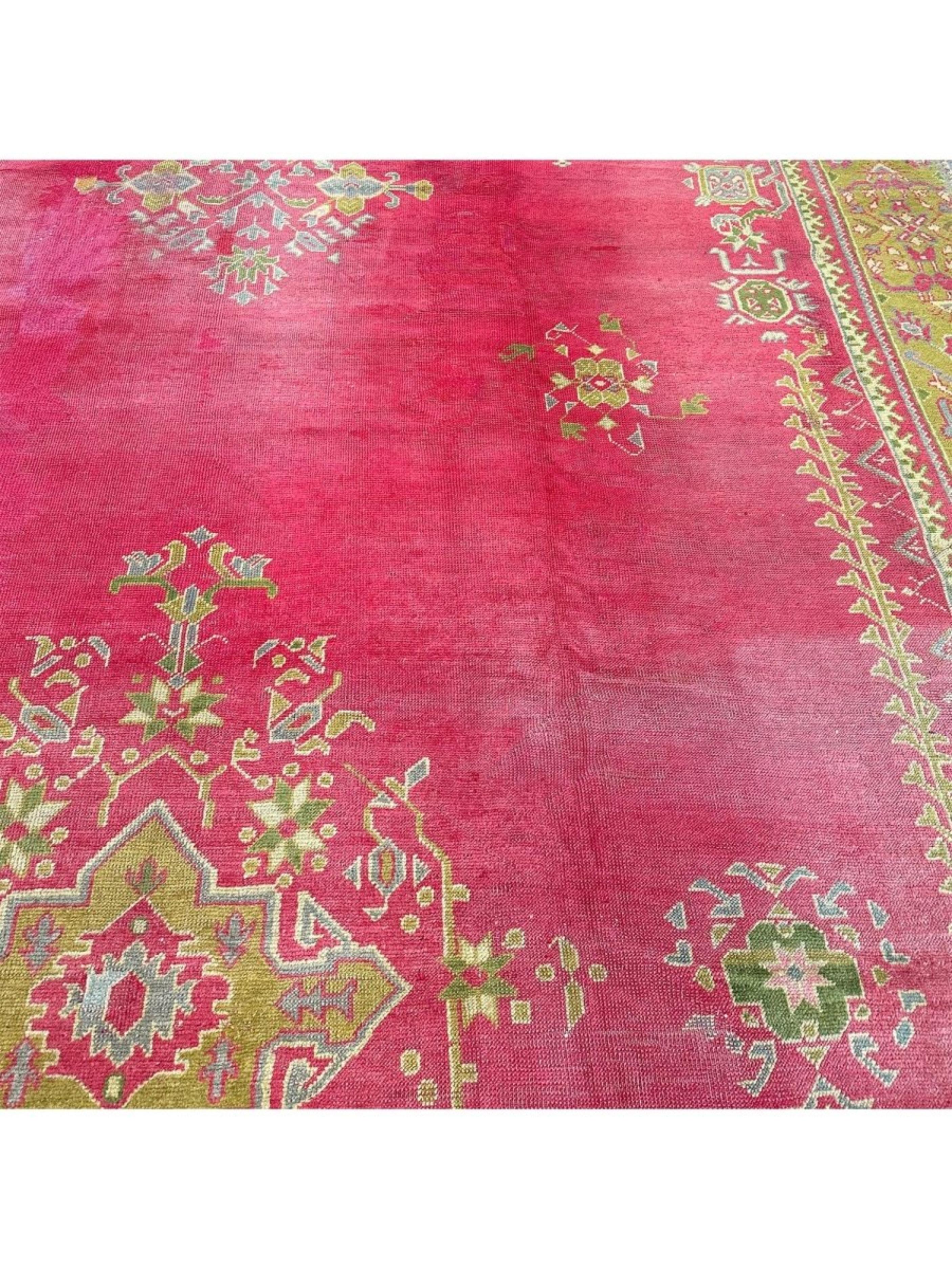 11x17 Handgeknüpfter antiker türkischer Oushak-Teppich (Mitte des 20. Jahrhunderts) im Angebot