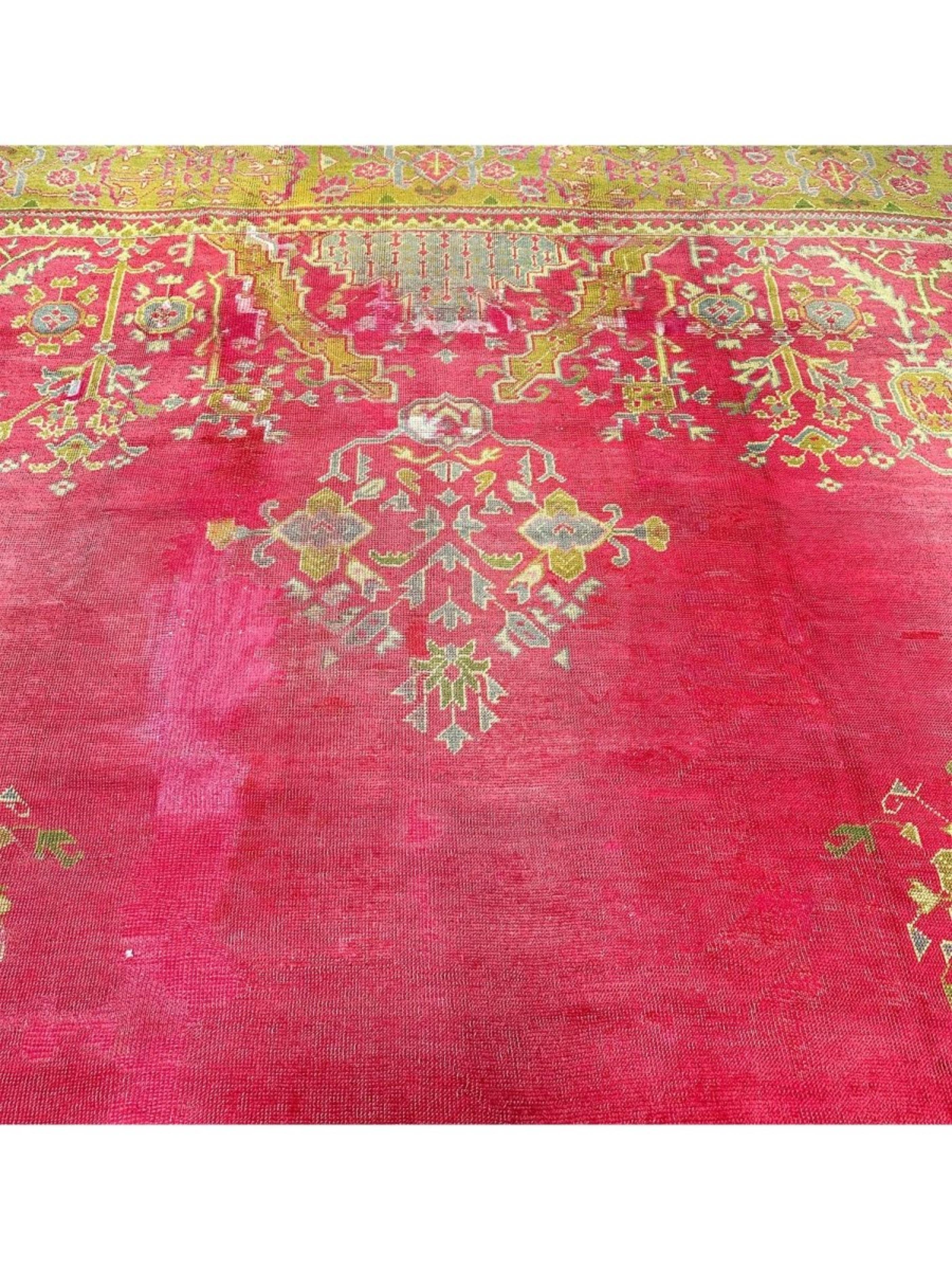 11x17 Handgeknüpfter antiker türkischer Oushak-Teppich (Wolle) im Angebot