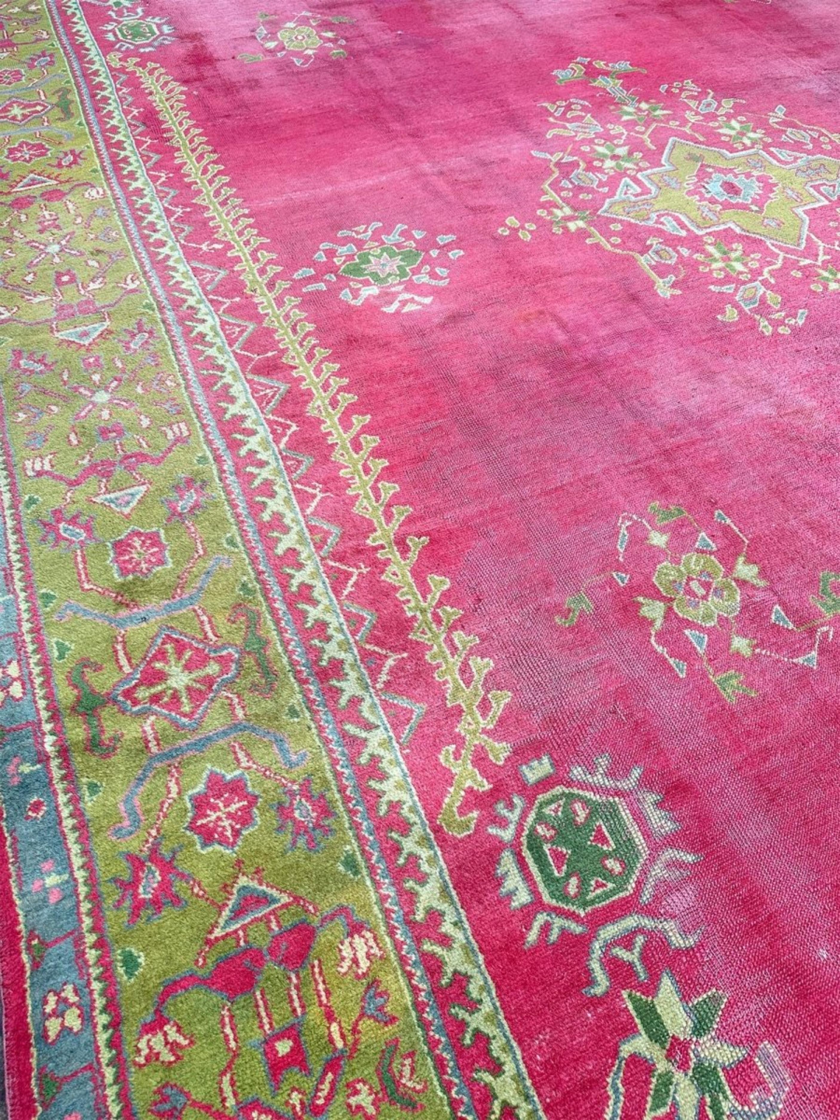 11x17 Handgeknüpfter antiker türkischer Oushak-Teppich im Angebot 1