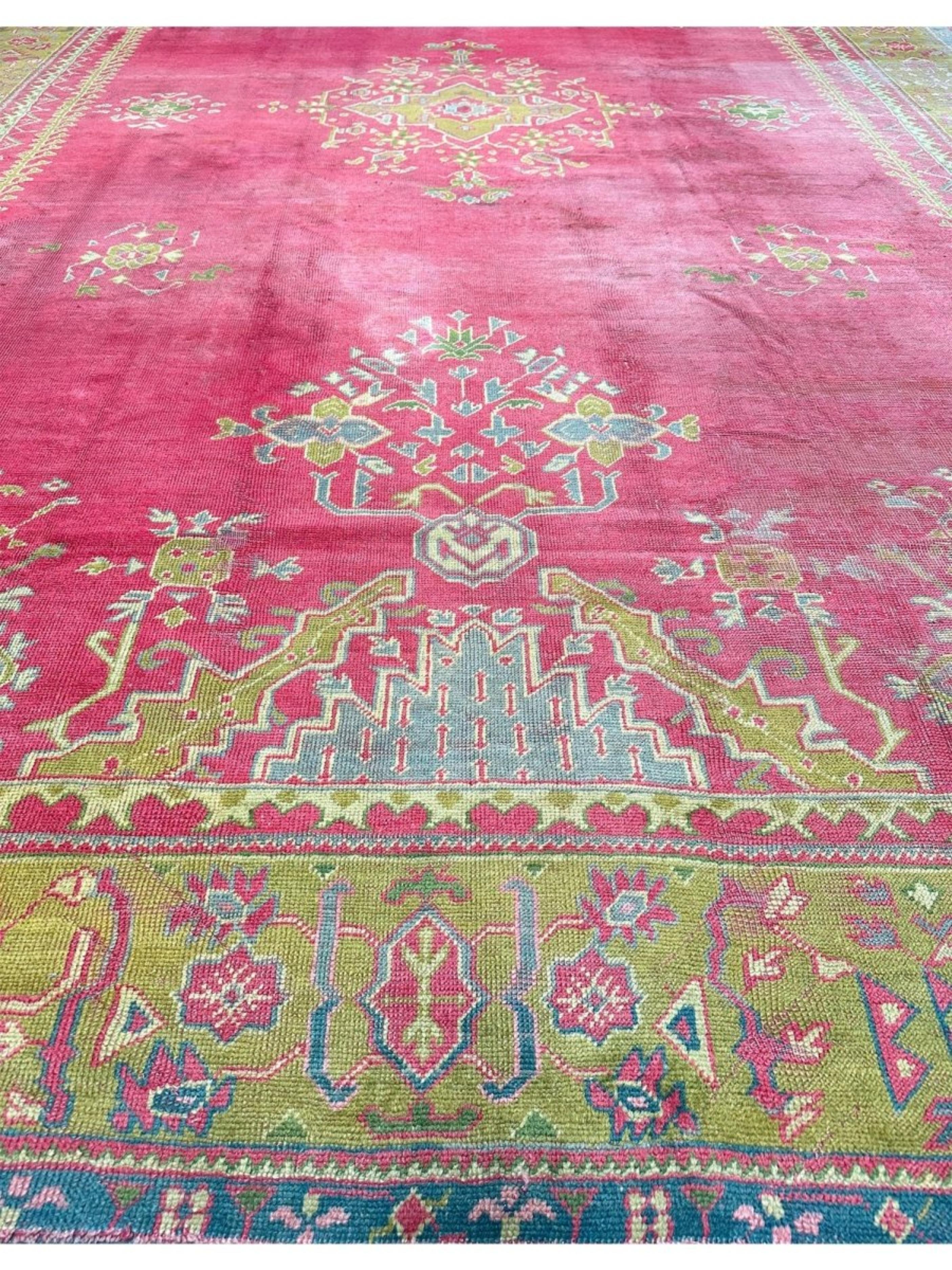 11x17 Handgeknüpfter antiker türkischer Oushak-Teppich im Angebot 3