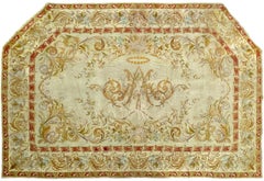 11x17 Antique French Needlepoint Tapestry Royalty Signed Crown Rug 335cmx513cm