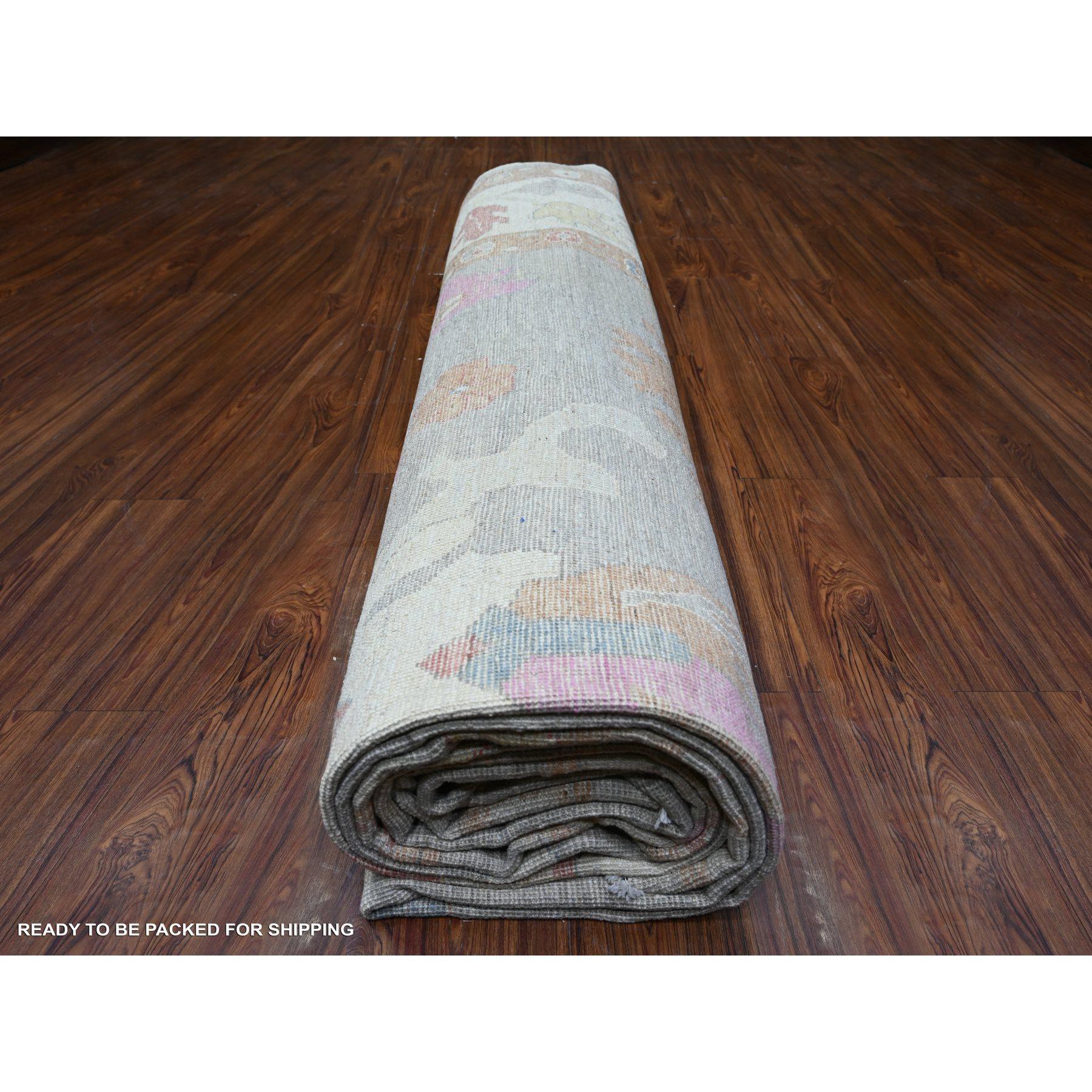 11'x18' Tapis surdimensionné gris Afghan Angora Oushak Colors Soft Wool noué à la main en vente 3