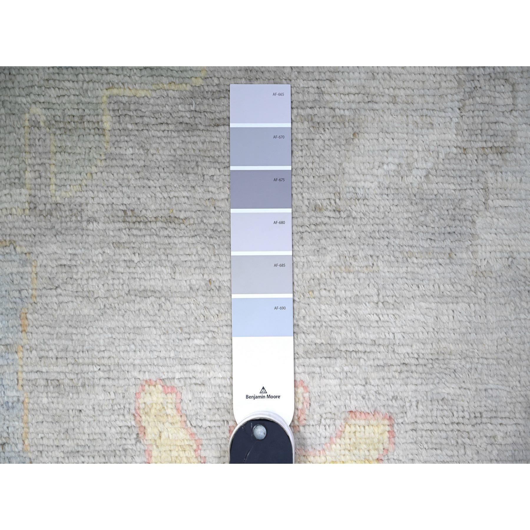 Lana Tappeto orientale afgano 11'x18' grigio Angora Oushak Leaf Design/One tutta lana annodata a mano in vendita