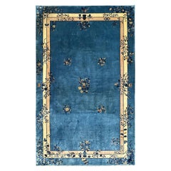 11x18 Vintage Art Deco Chinese Handmade Area Rug Blue High Quality 343cmx548cm