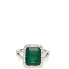 11X9 Octagon Emerald and Diamond 14K GOLD RING