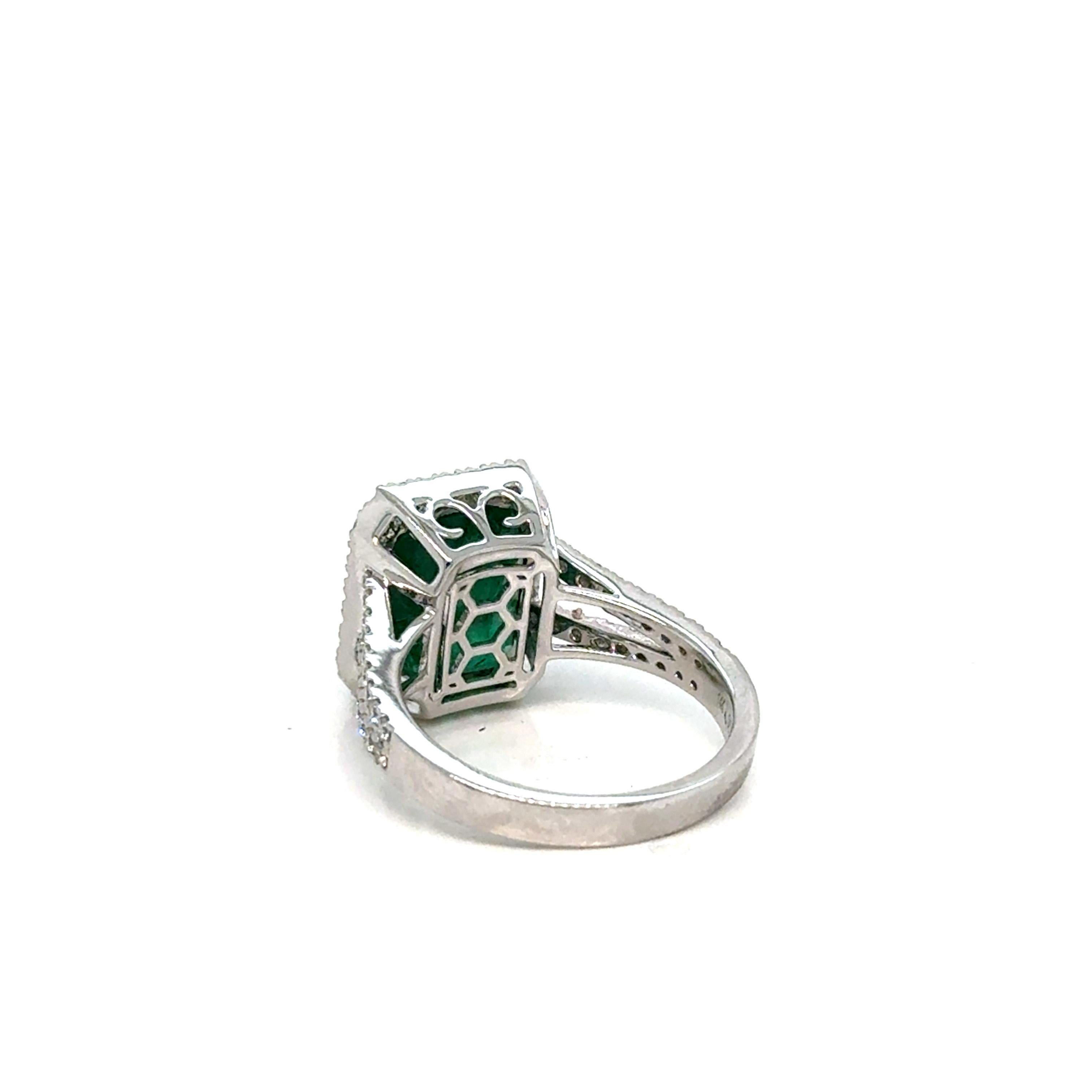 11X9 Achteckiger Smaragd und Diamant 14K GOLDring (Achteckschliff) im Angebot