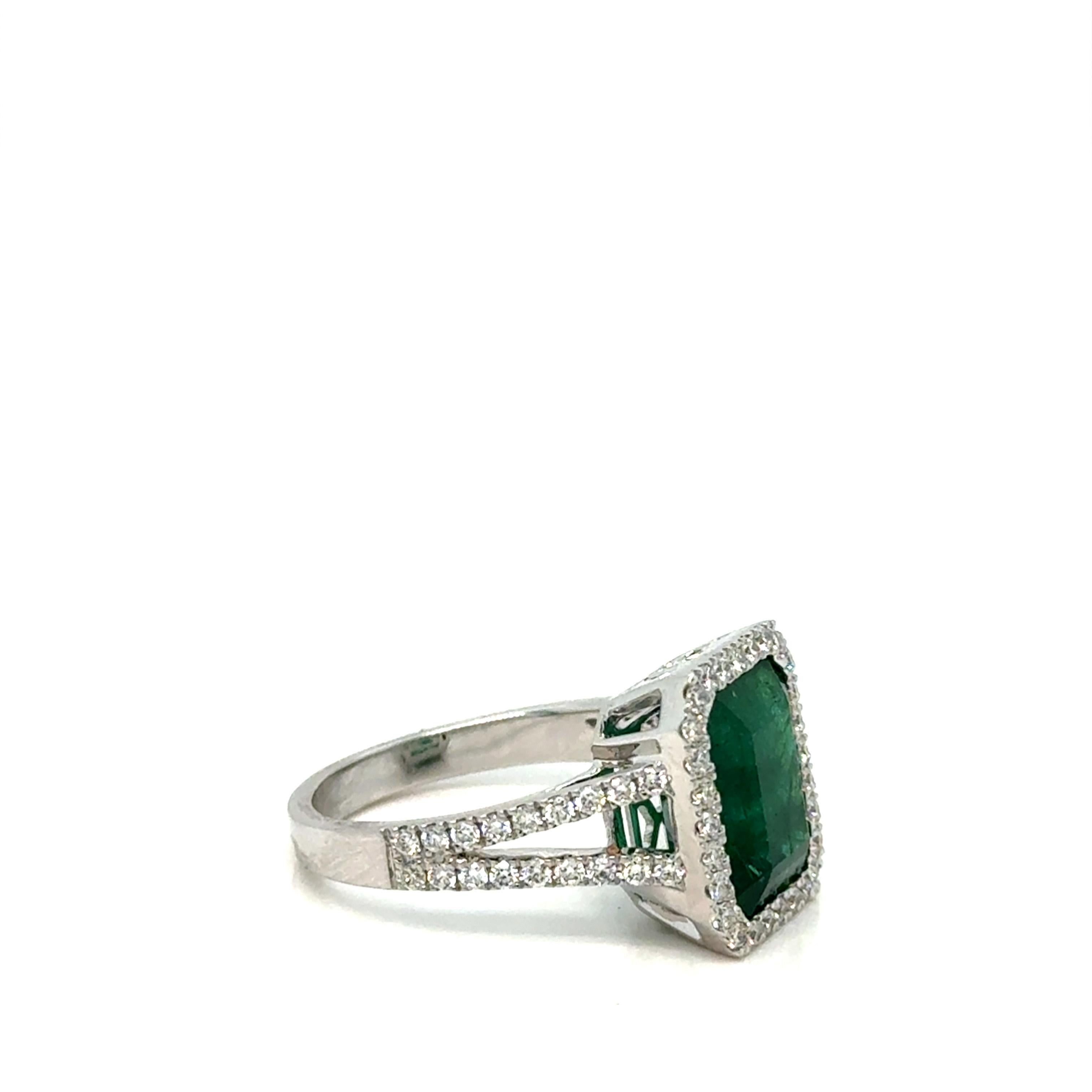 11X9 Achteckiger Smaragd und Diamant 14K GOLDring im Zustand „Neu“ im Angebot in New York, NY
