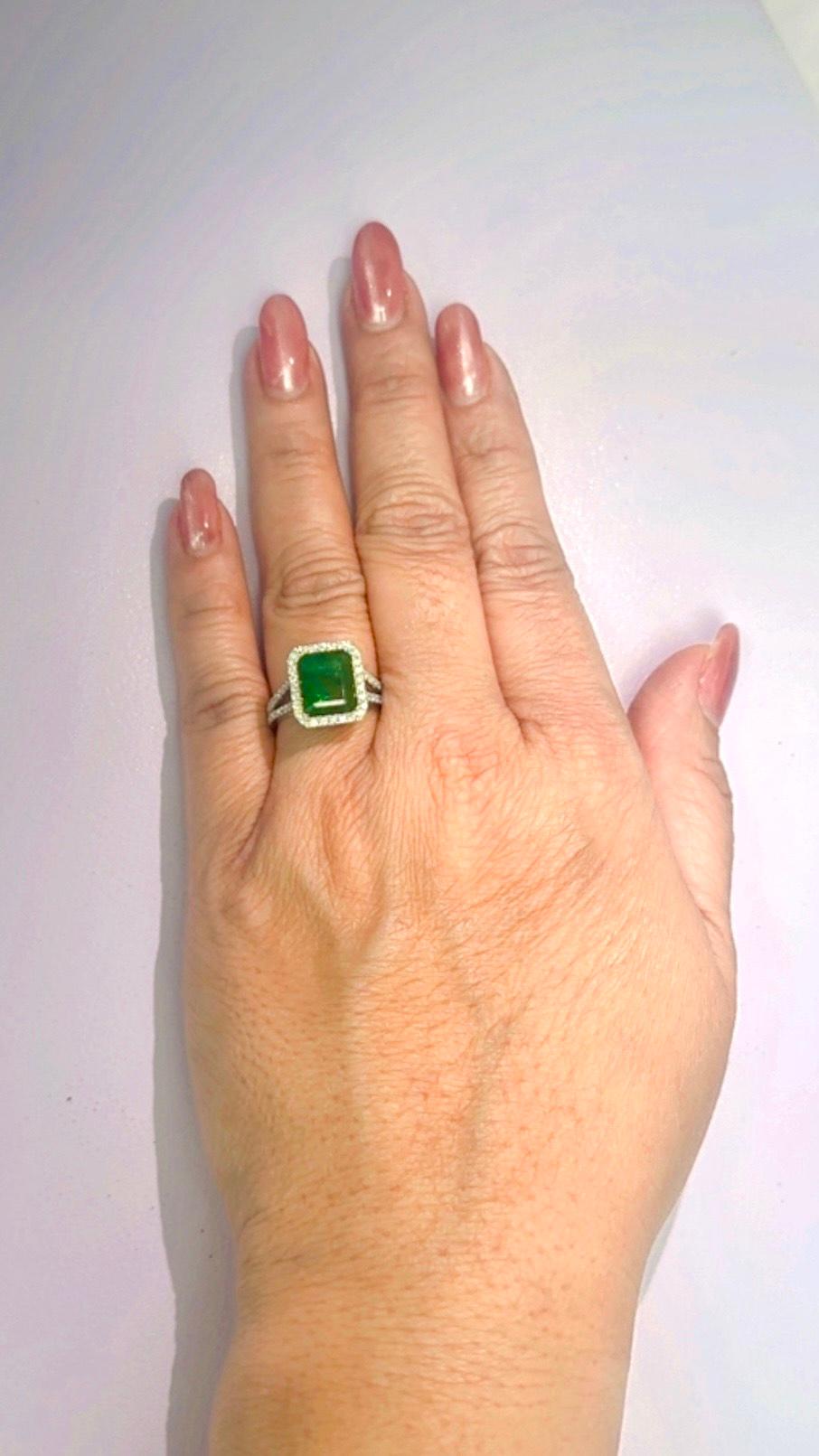 11X9 Achteckiger Smaragd und Diamant 14K GOLDring im Angebot 1