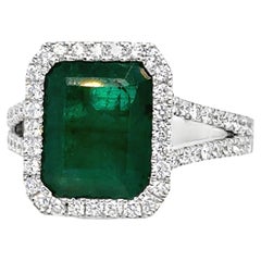 11X9 Octagon Emerald and Diamond 14K GOLD RING