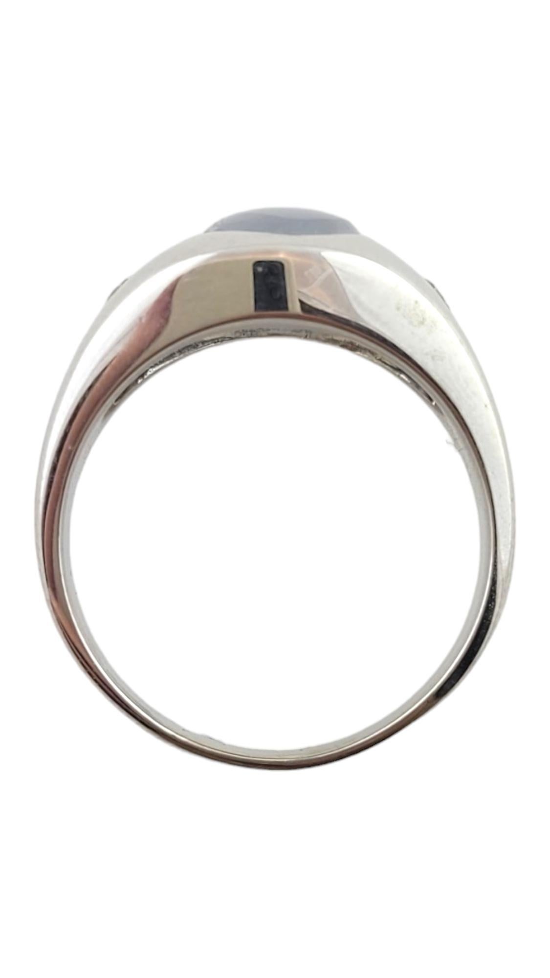 Cabochon 12 - 13K White Gold Natural Star Sapphire Diamond Ring Size 9.5 #22596 For Sale