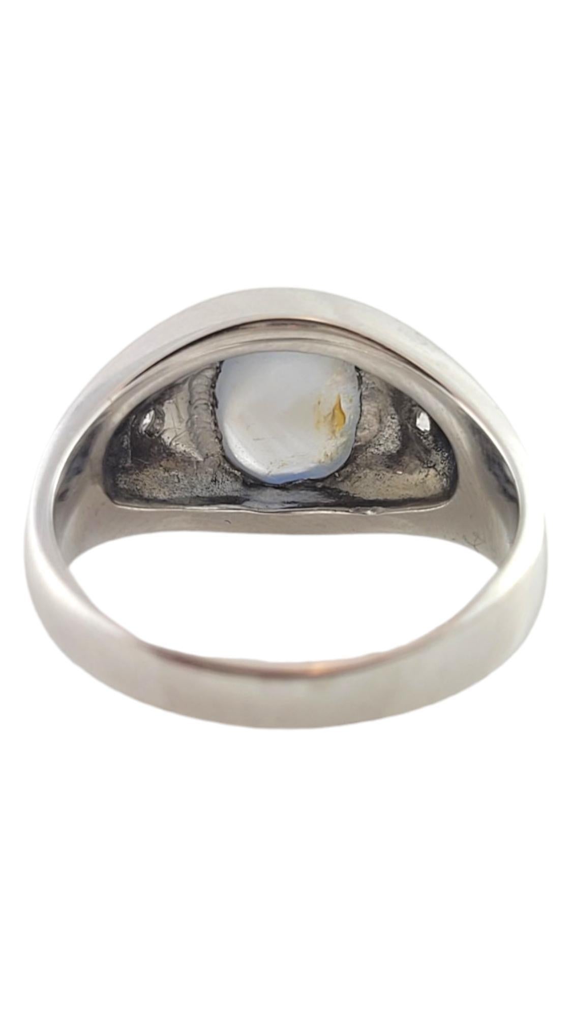 12 - 13K White Gold Natural Star Sapphire Diamond Ring Size 9.5 #22596 In Good Condition For Sale In Washington Depot, CT