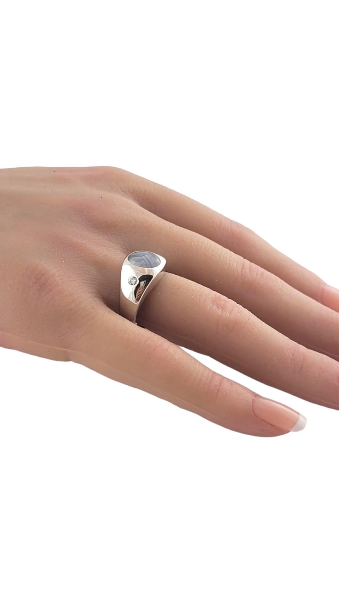Women's 12 - 13K White Gold Natural Star Sapphire Diamond Ring Size 9.5 #22596 For Sale