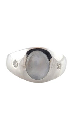 12 - 13K White Gold Natural Star Sapphire Diamond Ring Size 9.5 #22596