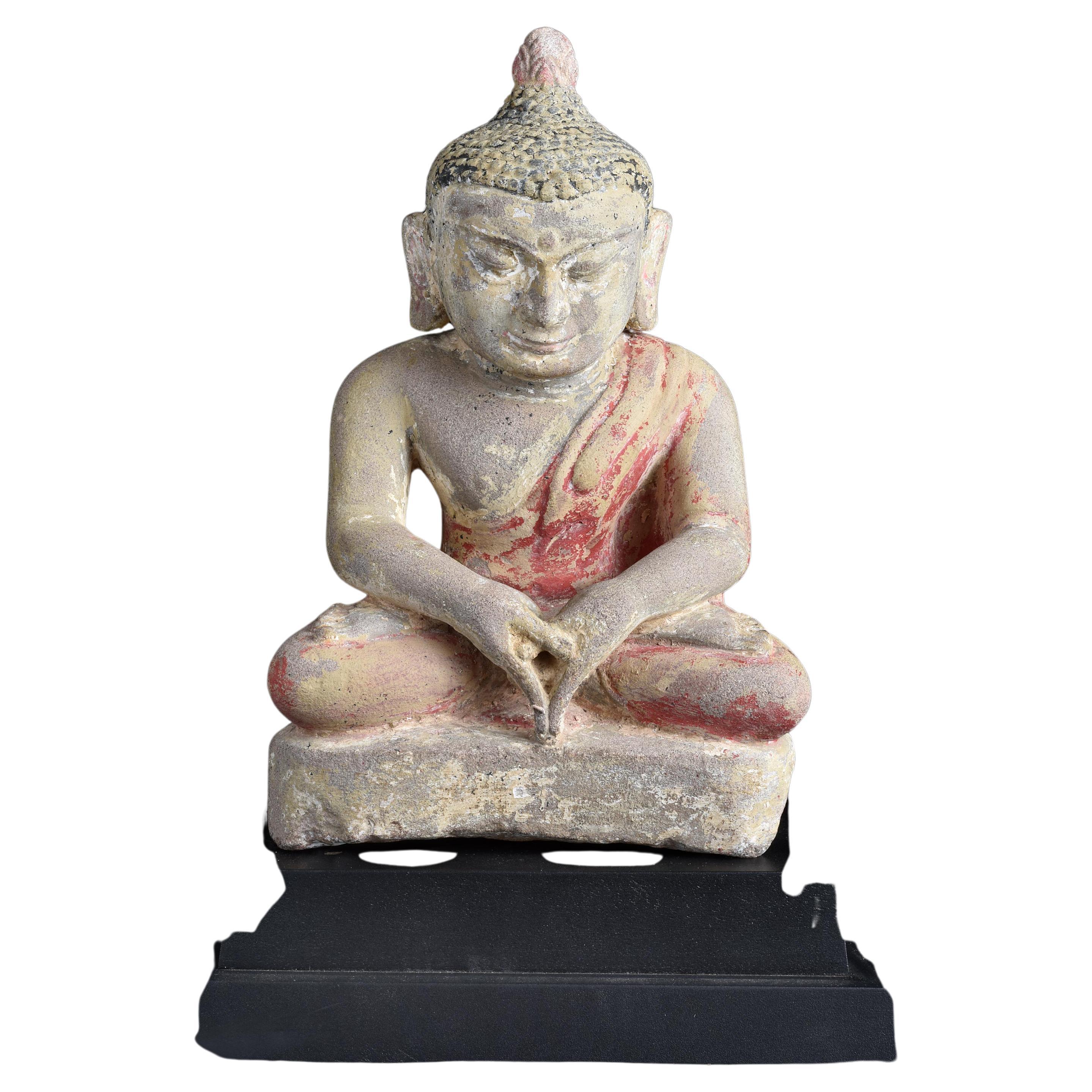 12/13thC Burmese Pagan Stone Buddha in deep concentration-Finest- Masterpiece For Sale