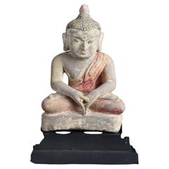 12/13thC Burmese Pagan Stone Buddha in deep concentration-Finest- Masterpiece