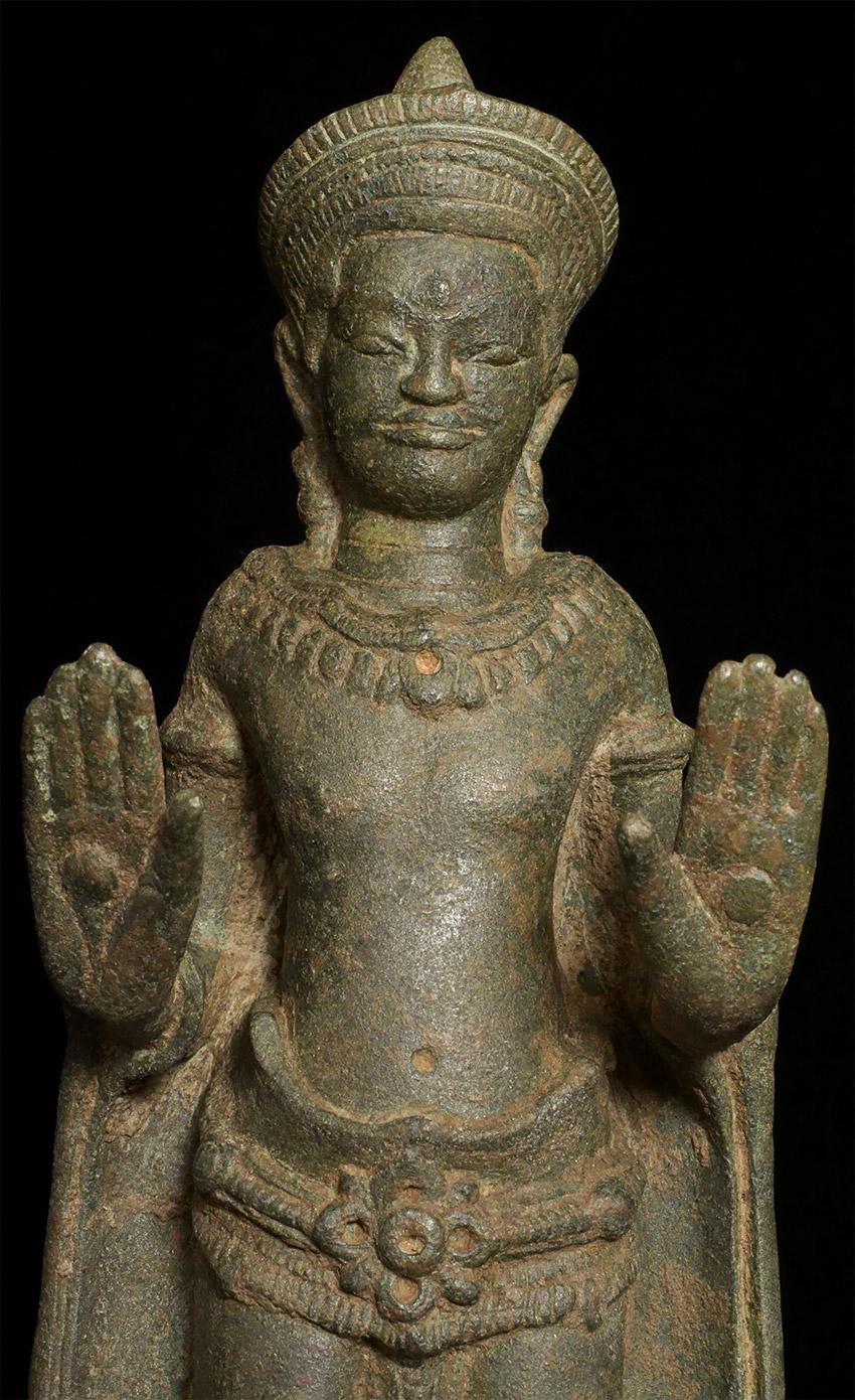 18th Century and Earlier 12/13thC Cambodian Standing Bronze Buddha - 7765