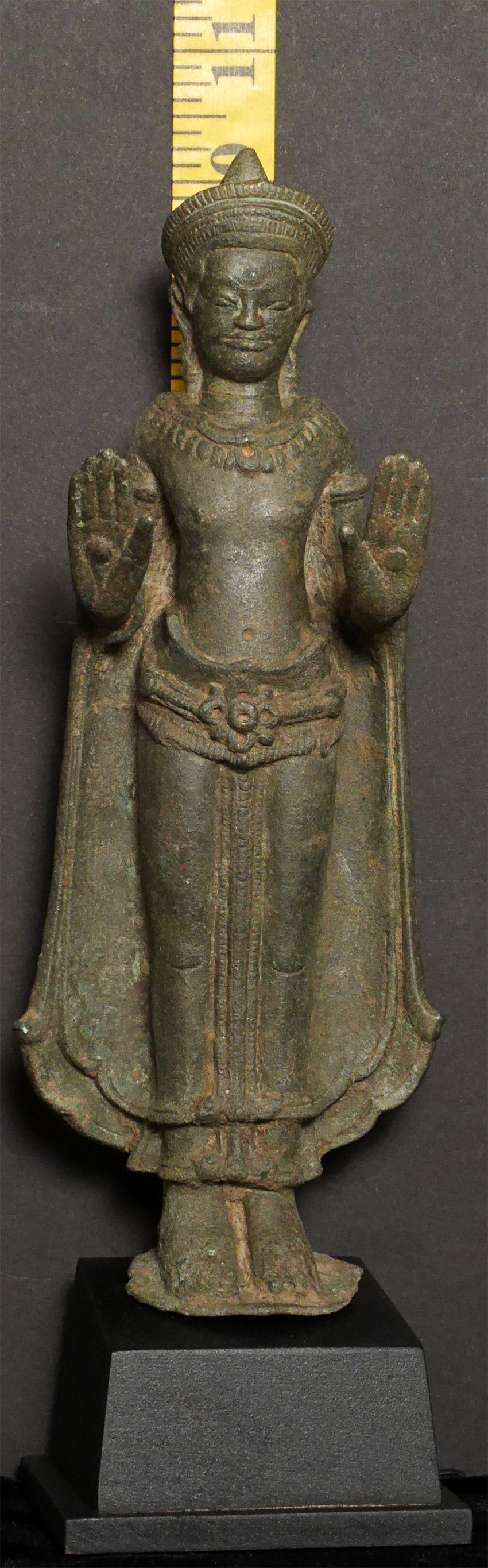 12/13thC Cambodian Standing Bronze Buddha - 7765 2