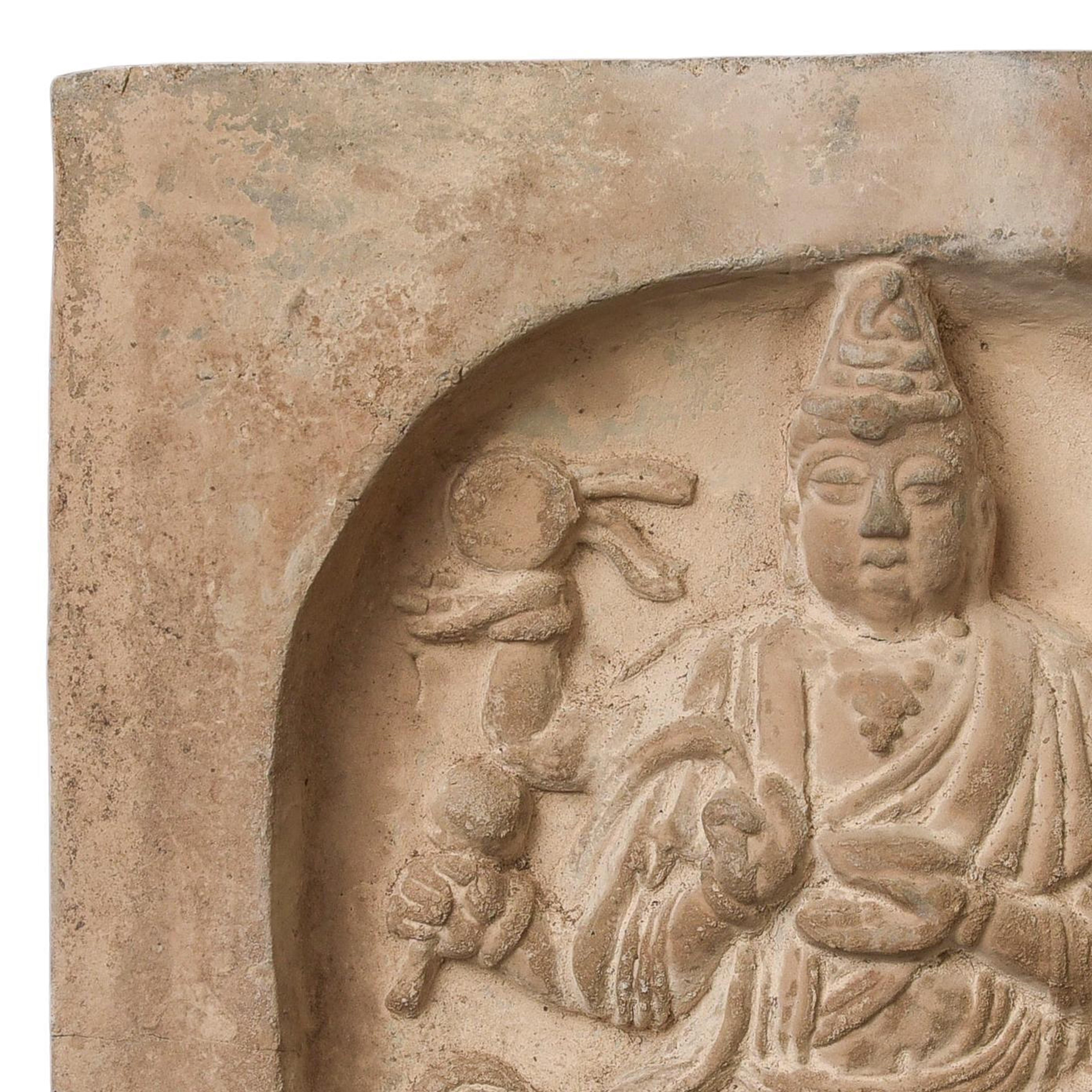 122/13e siècle Dynastie Song Bouddha chinois en terre cuite Pièce murale architecturale 10355 Bon état - En vente à Ukiah, CA