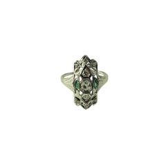12-14 Karat White Gold and Diamond Art Deco Style Ring Size 8 #21527