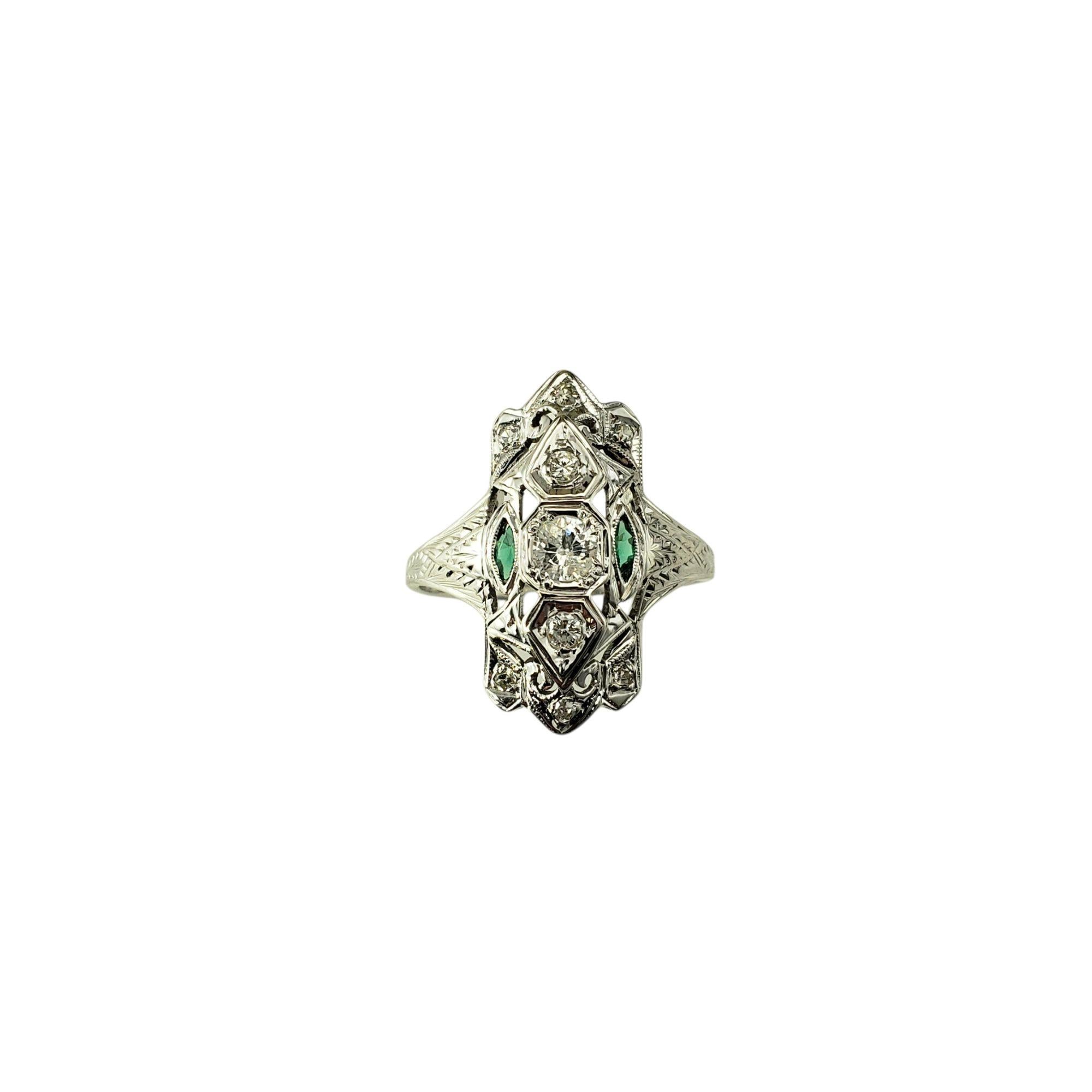 Anello in oro bianco 12-14 carati e diamanti in stile Art Deco misura 8 #21527 in vendita