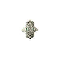 Anillo estilo Art Decó de oro blanco de 12-14 quilates y diamantes talla 8 #21527