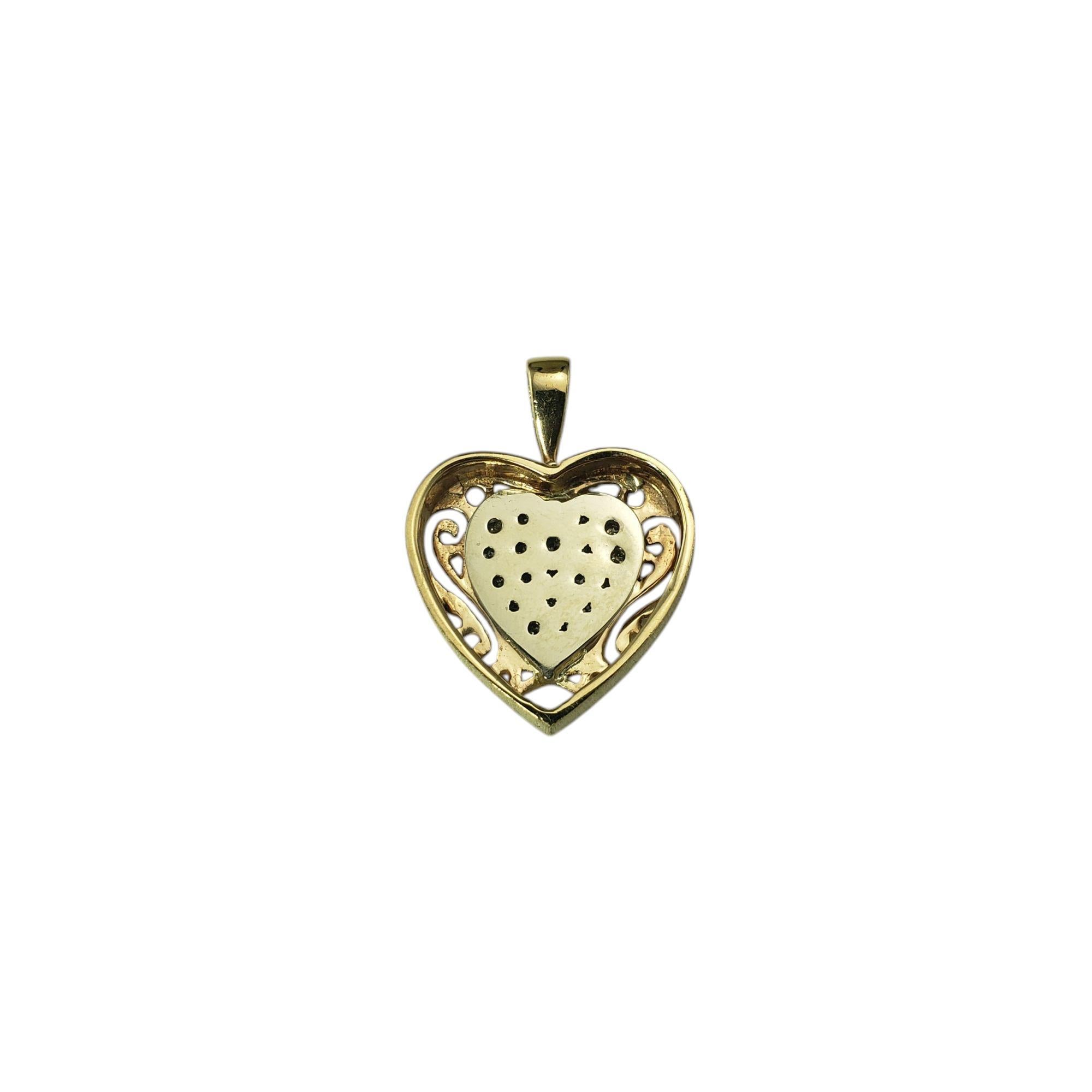 Pendentif cœur en or jaune et blanc 12-14 carats avec diamant n° 21117 Bon état - En vente à Washington Depot, CT