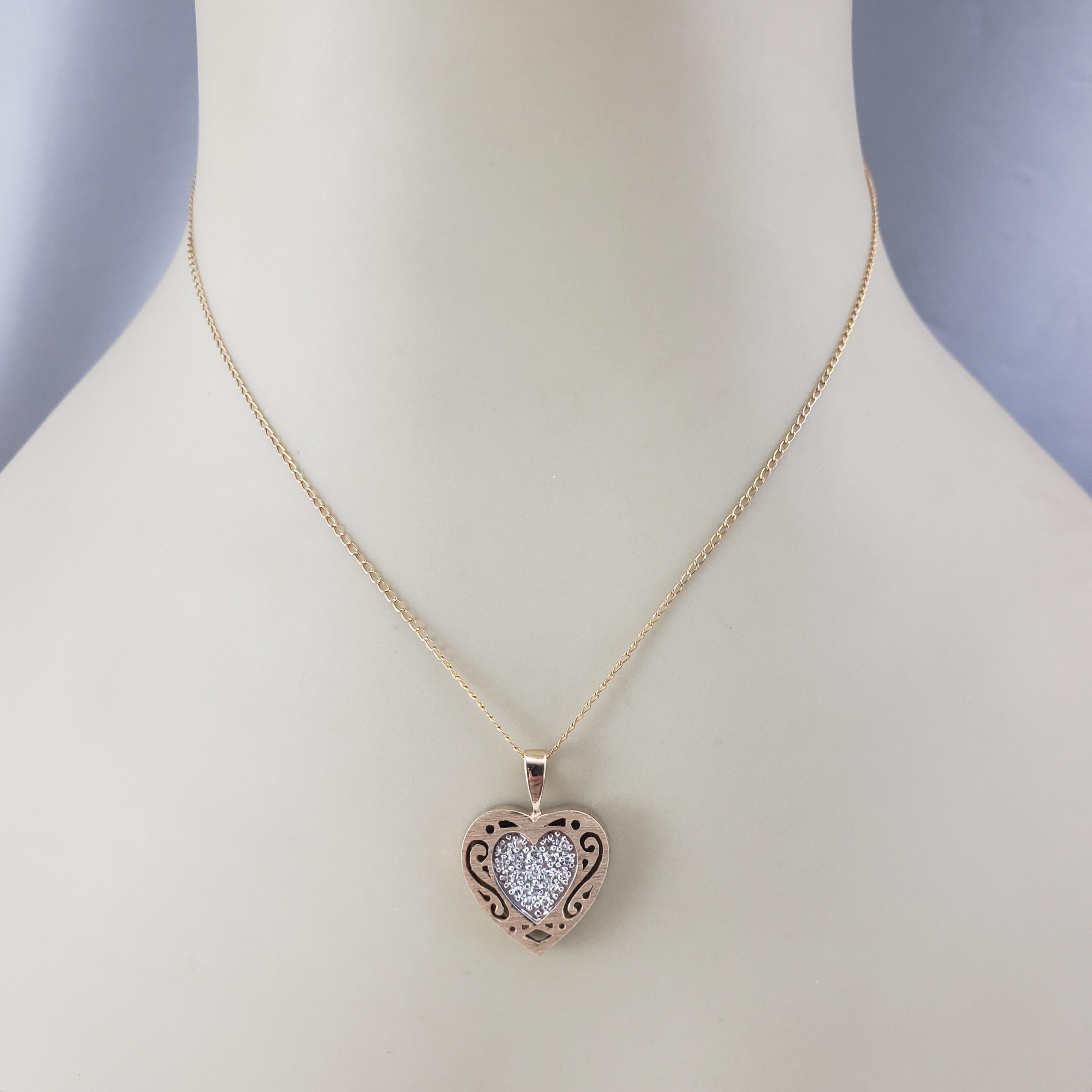 Pendentif cœur en or jaune et blanc 12-14 carats avec diamant n° 21117 Pour femmes en vente